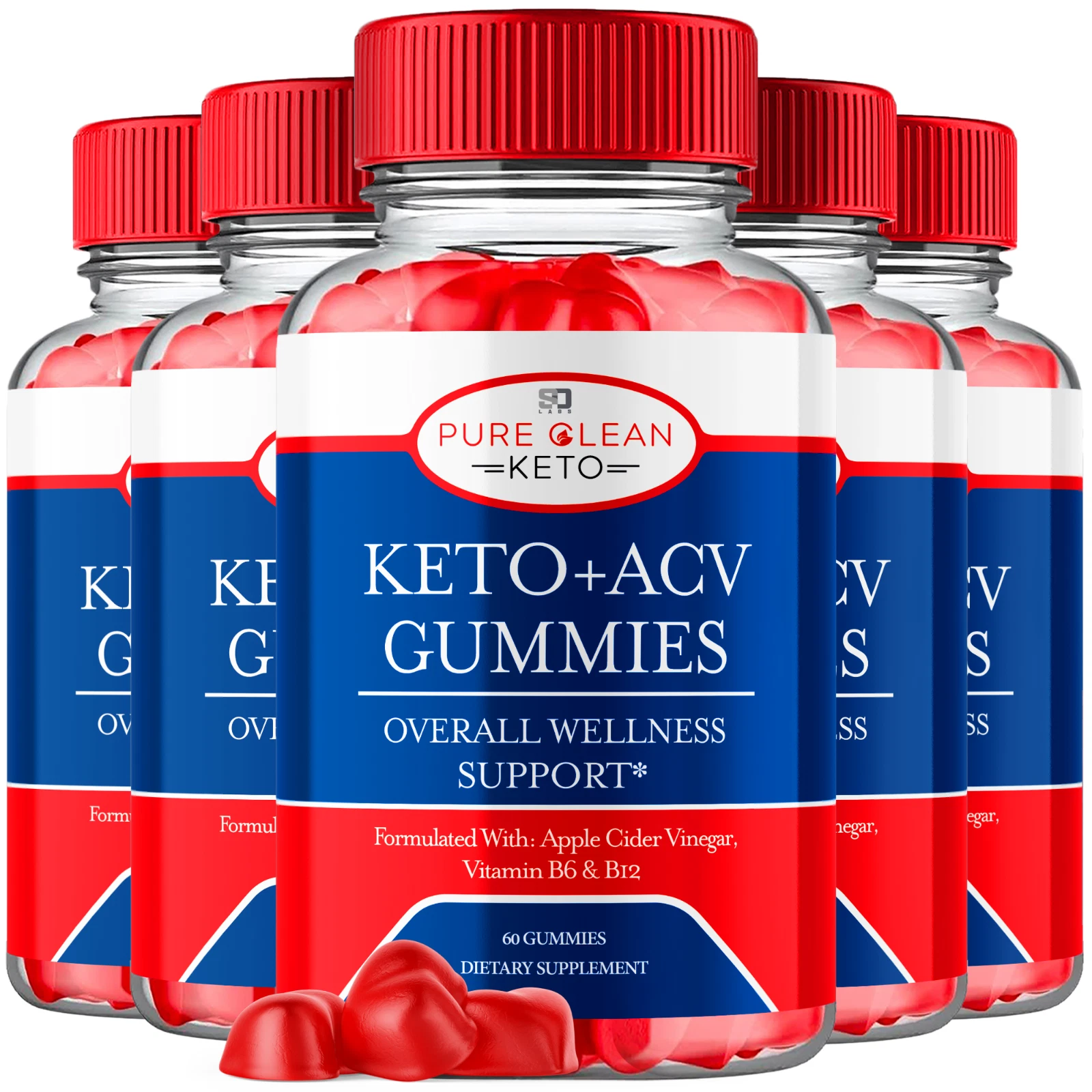 (5 Pack) Pure Clean ACV Keto Gummies, Pure Clean ACV Weight Loss (300 Gummies)