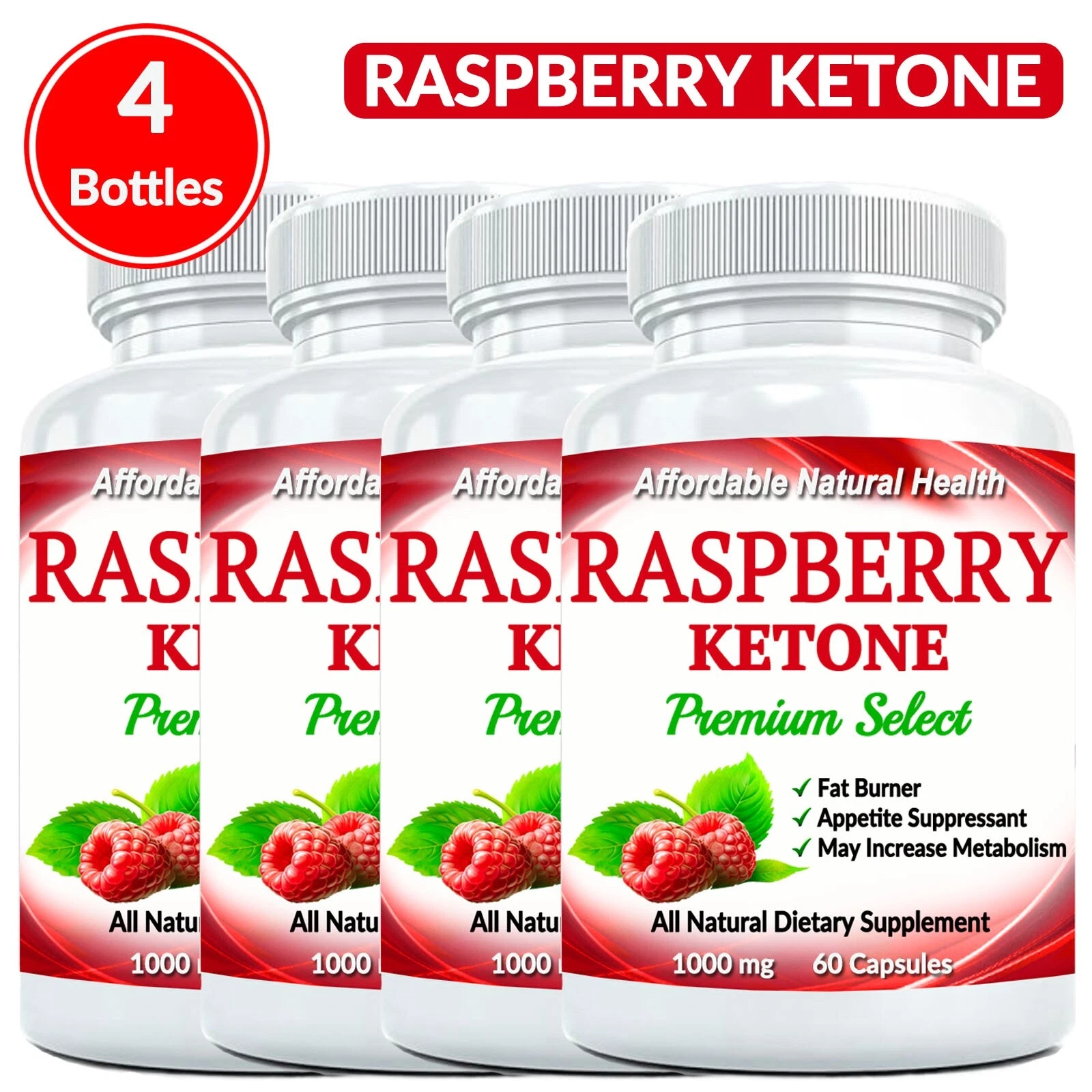 Pure Raspberry Ketone Diet Pills Fat Burner Works Fast For Women and Men 1000 mg
