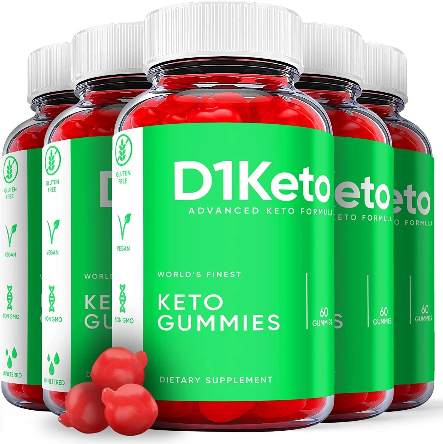 (5 Pack) D1 Keto Gummies - D1 Keto ACV Gummies Weight Loss, Vegan - 300 Gummies