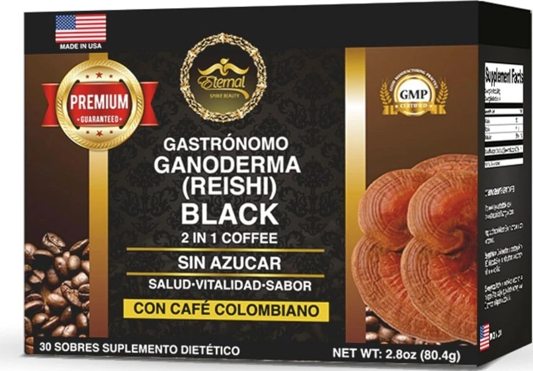 2 PACK ETERNAL GOURMET GANODERMA REISHI BLACK 2 IN 1 COFFEE NO SUGAR ADDED 2027