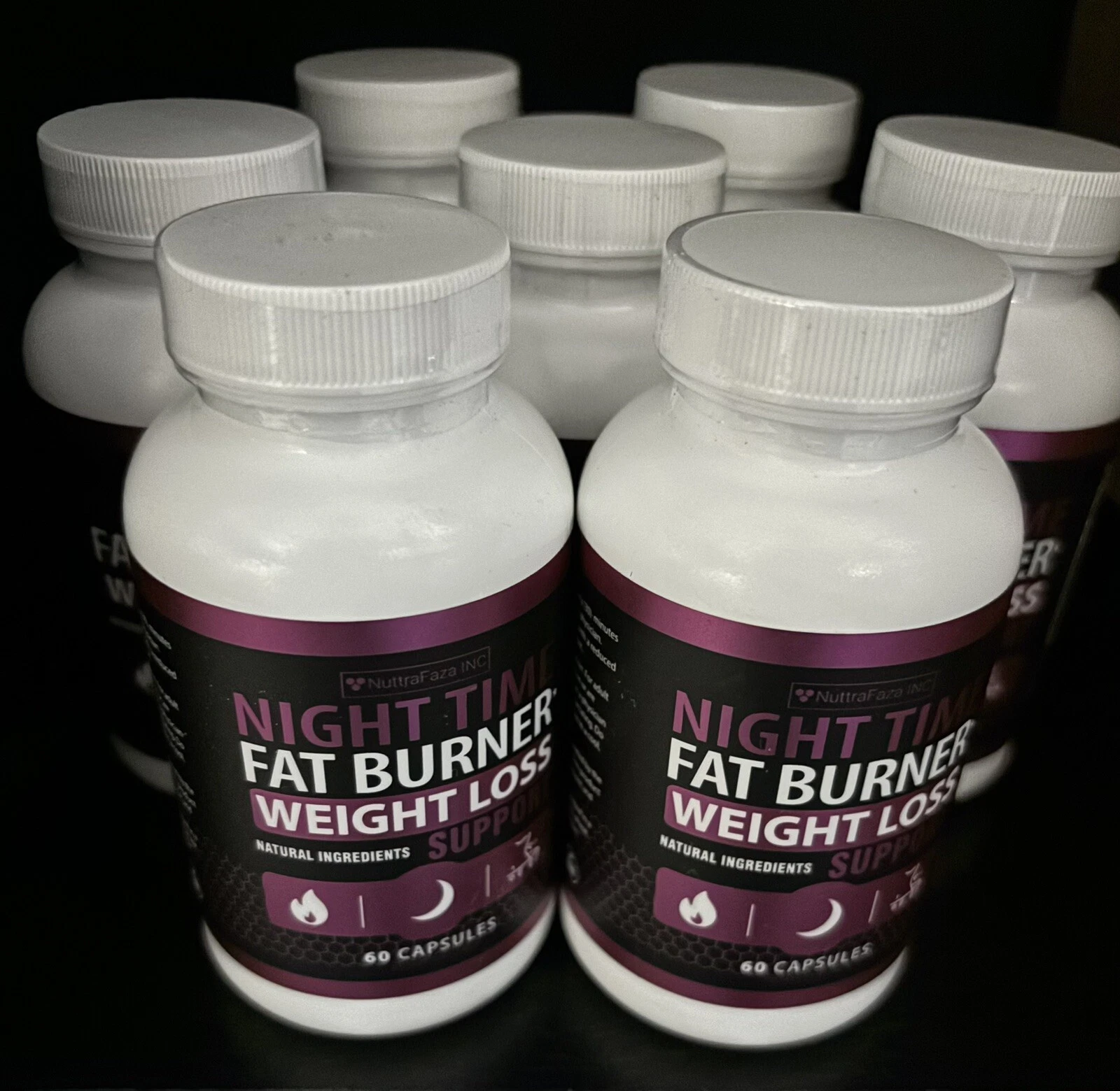 7x - NuttraFaza Night Time Fat Burner Weight Loss Support, 60 Caps Each, BB 8/26