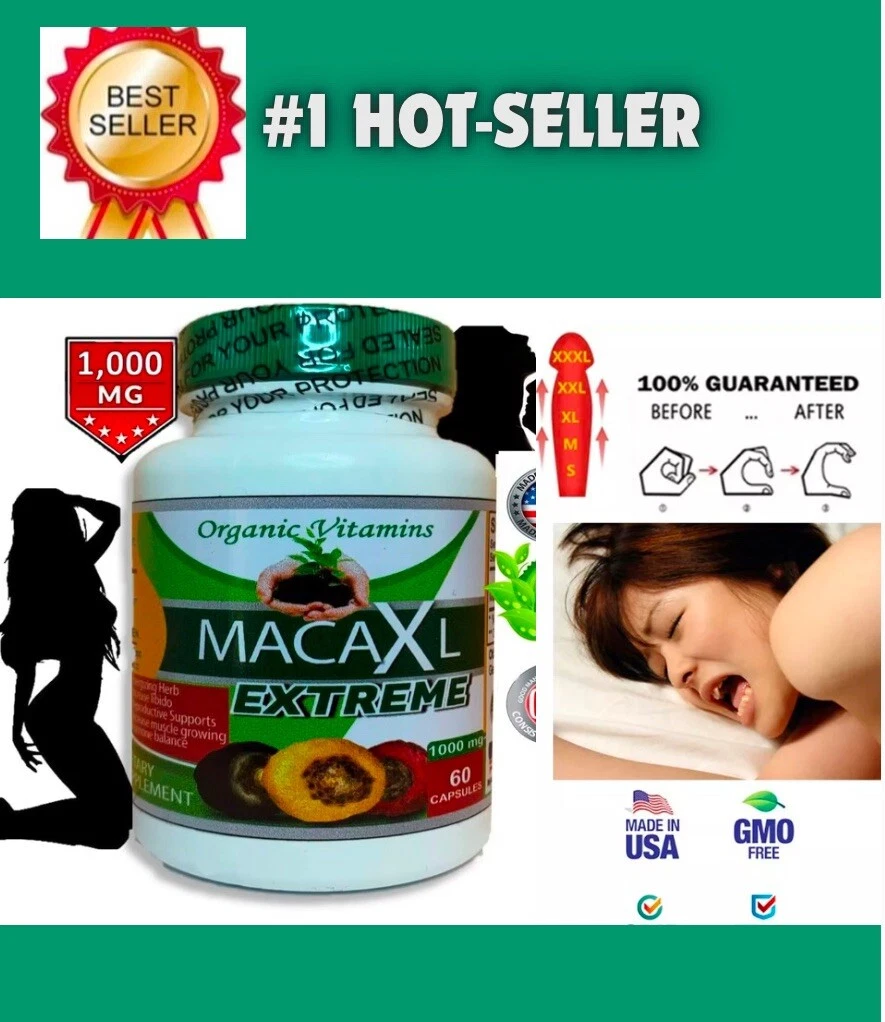 ORGANIC BLACK,RED YELLOW MACA ROOT XL Extreme Libido 60 Cap 1000MG