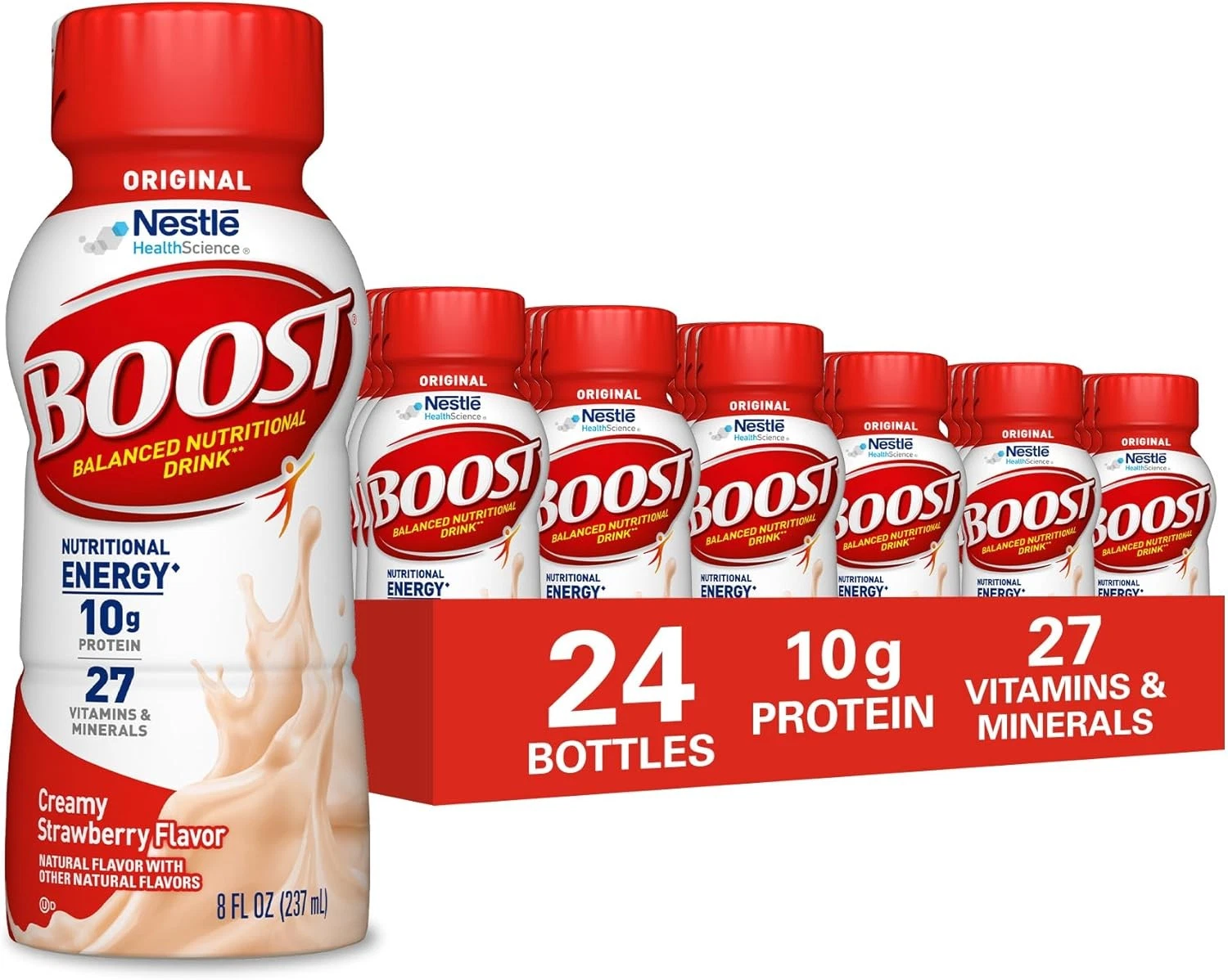 (24 Pack) BOOST Original Balanced Nutritional Protein Drink, Strawberry, 8 Fl Oz