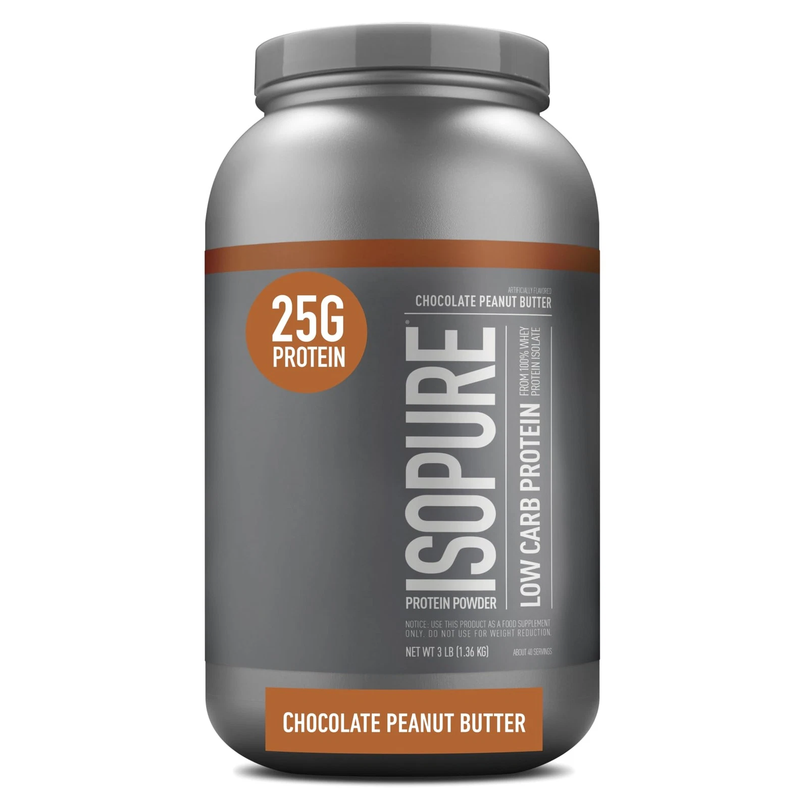 Isopure Low Carb Whey Isolate Protein Powder Choco PB 3 Lbs 40 Servings