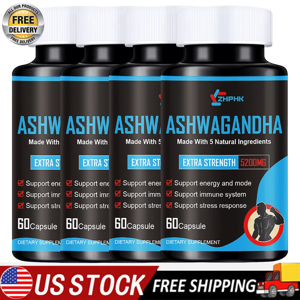KSM-66 Ashwagandha 5200mg Capsules Caps Energy Relaxation Immune Health Support