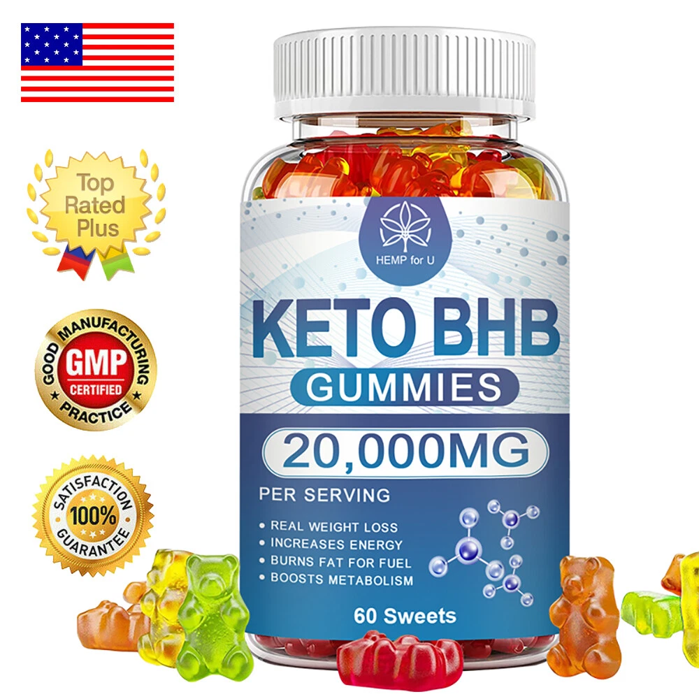 Keto BHB Gummies 20000MG Apple Cider Vinegar ACV Weight Loss Fat Burner 60 Gummy