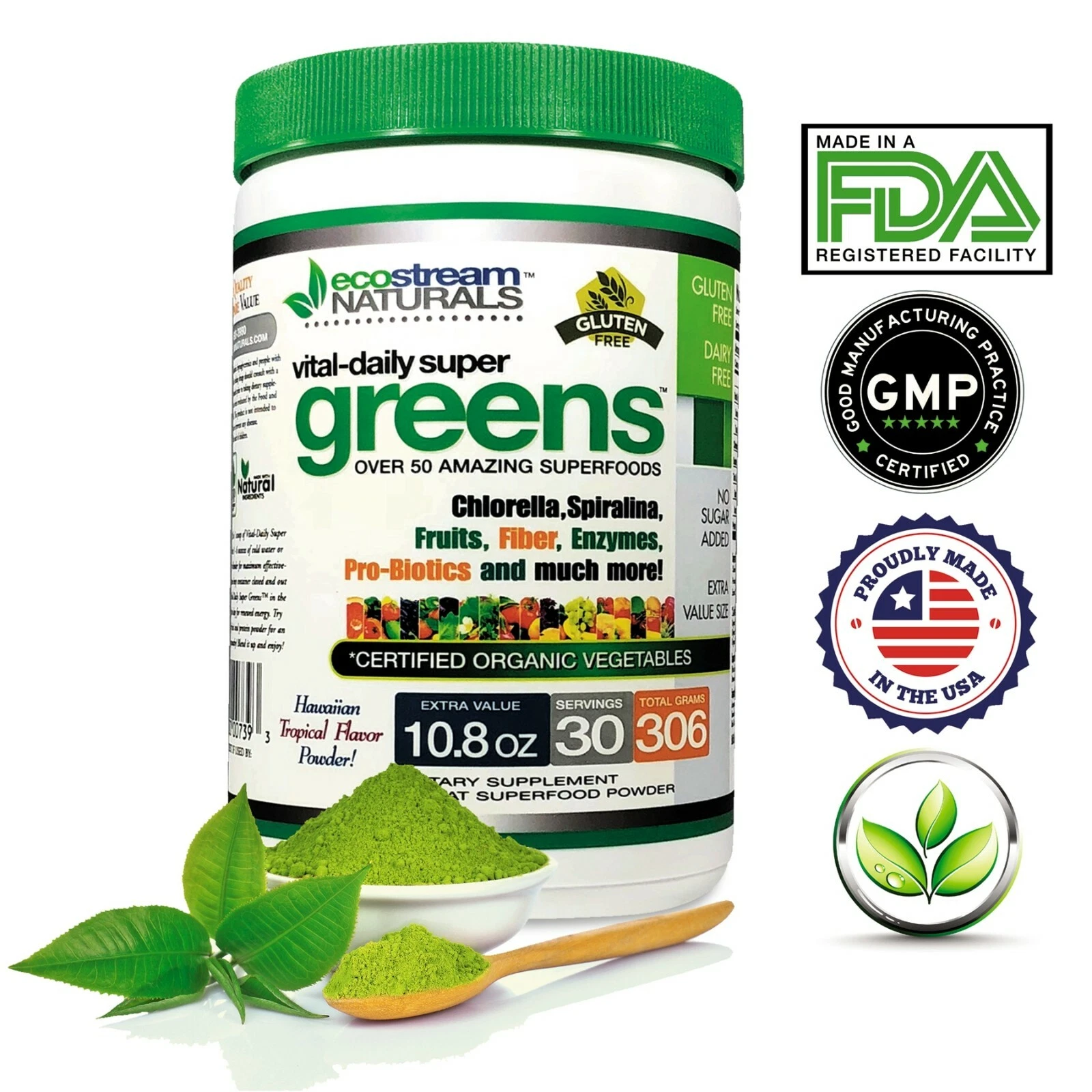 #1 Green Veggie Superfood Powder | Amazing 30 Servings | 50+ Whole Foods |