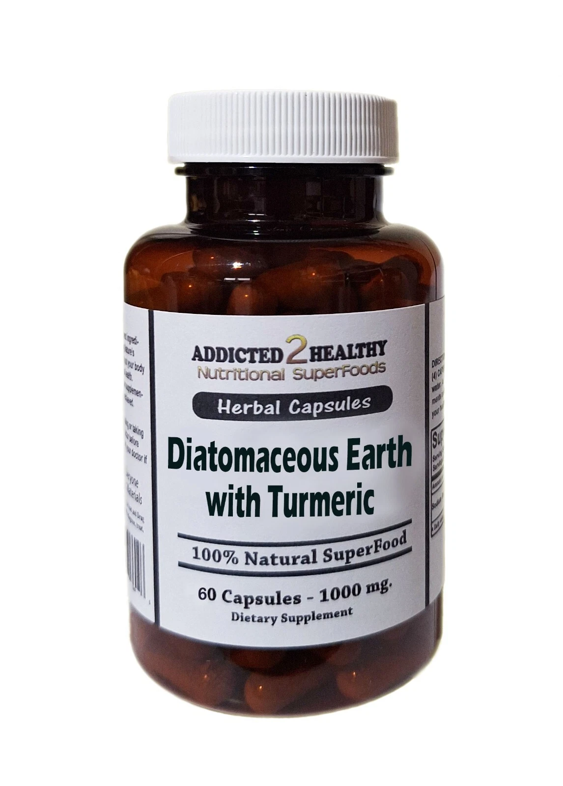60 Diatomaceous Earth with Turmeric Capsules - Joint Pain, Detox, Antioxidants