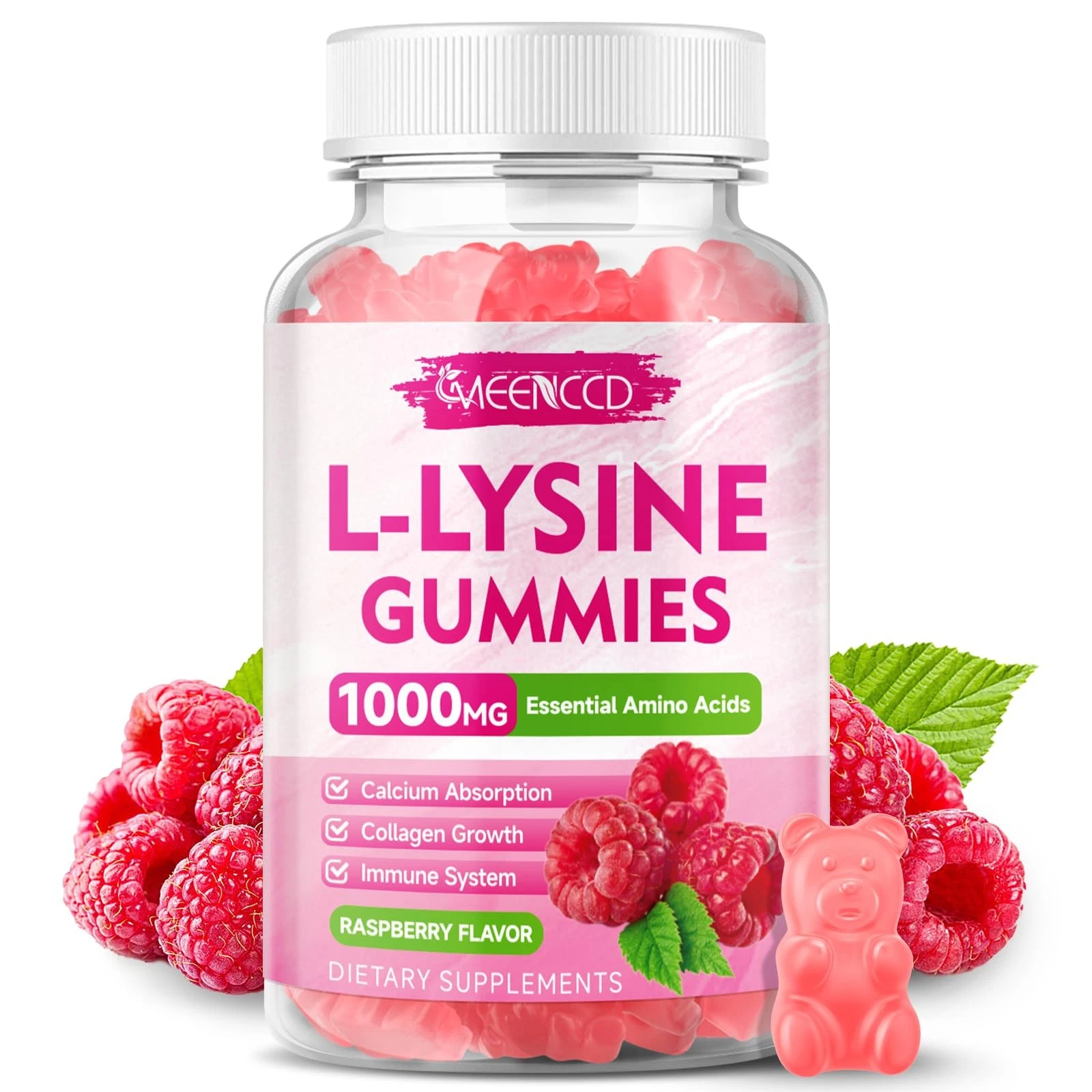 MEENCCD L-Lysine 1000mg Gummies, Lysine Supplement for Adults & Kids, Essential
