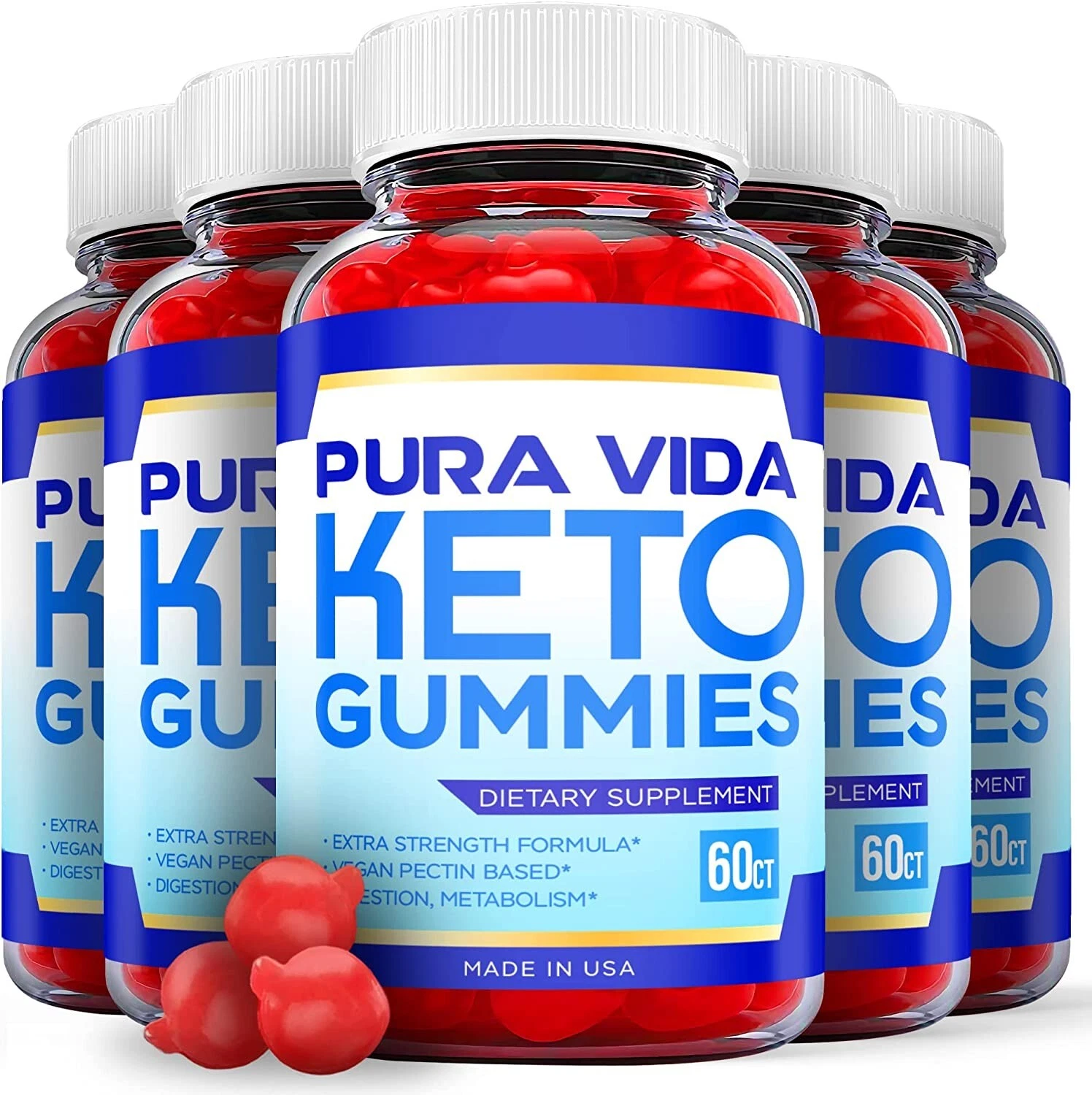 (5 Pack) Pura Vida Keto Gummies-Pura Vida Keto ACV Gummies Weight Loss-300 Gums