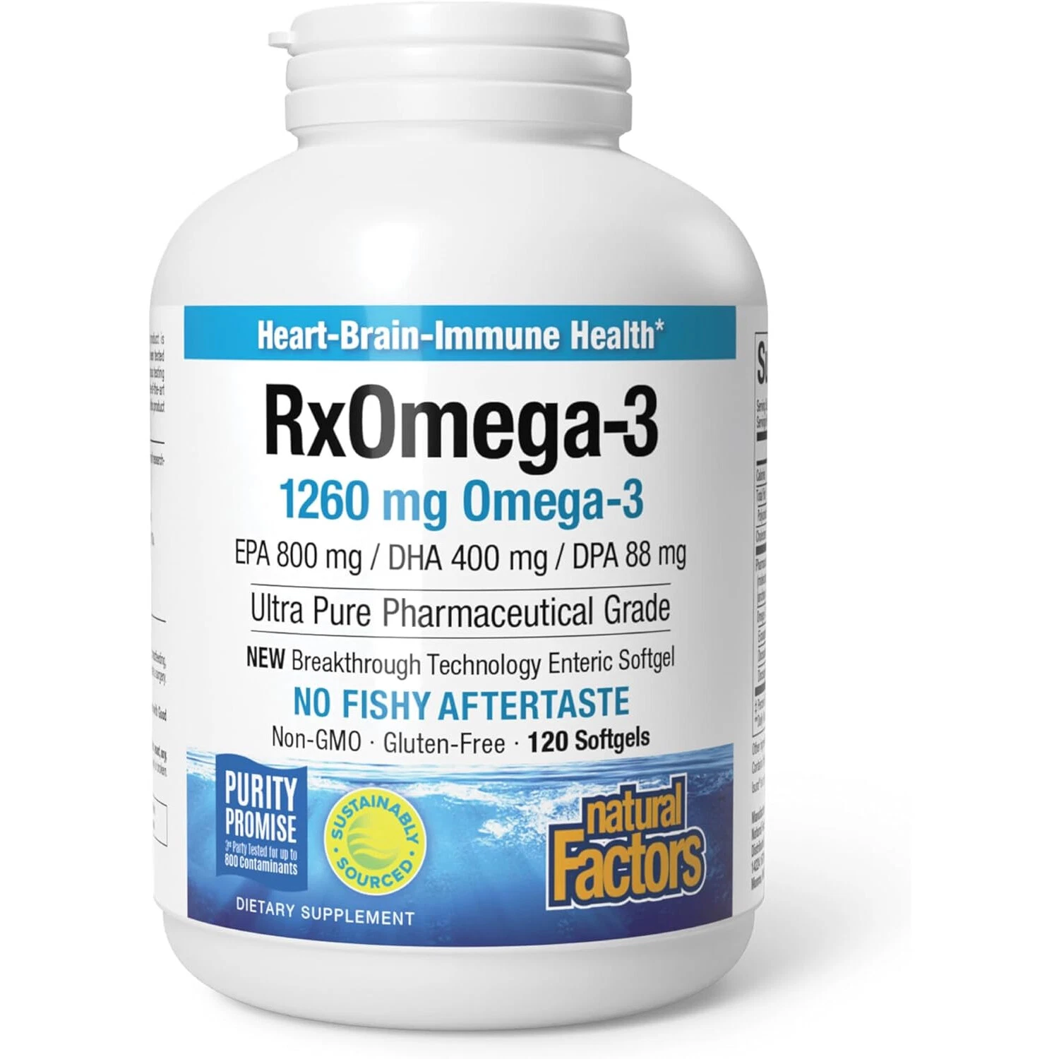 Természetes tényezők Rx Omega-3 gyógyszerészeti minőségű halolaj, 1260 mg,120 lágyzselé