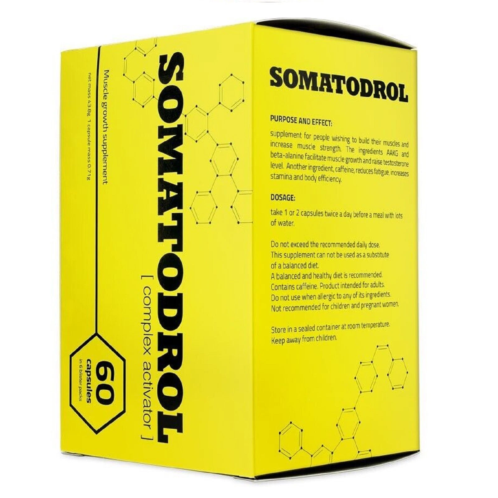 SOMATODROL - 60-180 Capsules -Natural Testo-Booster Muscle Regeneration Energy