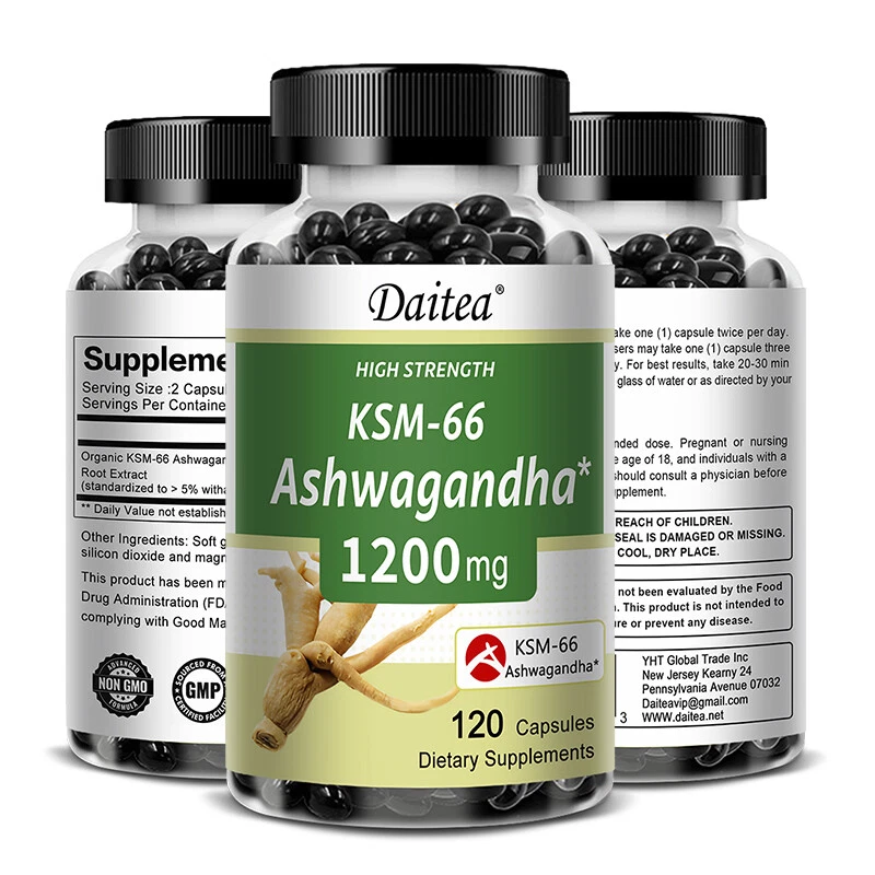 KSM-66 Ashwagandha 1200MG Maximum Strength 120Capsules Support Cognitive Healtht