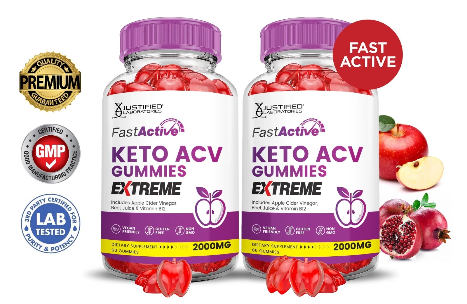 Fast Active Keto Extreme ACV Gummies 2000MG Apple Cider Vinegar 120 Gummys