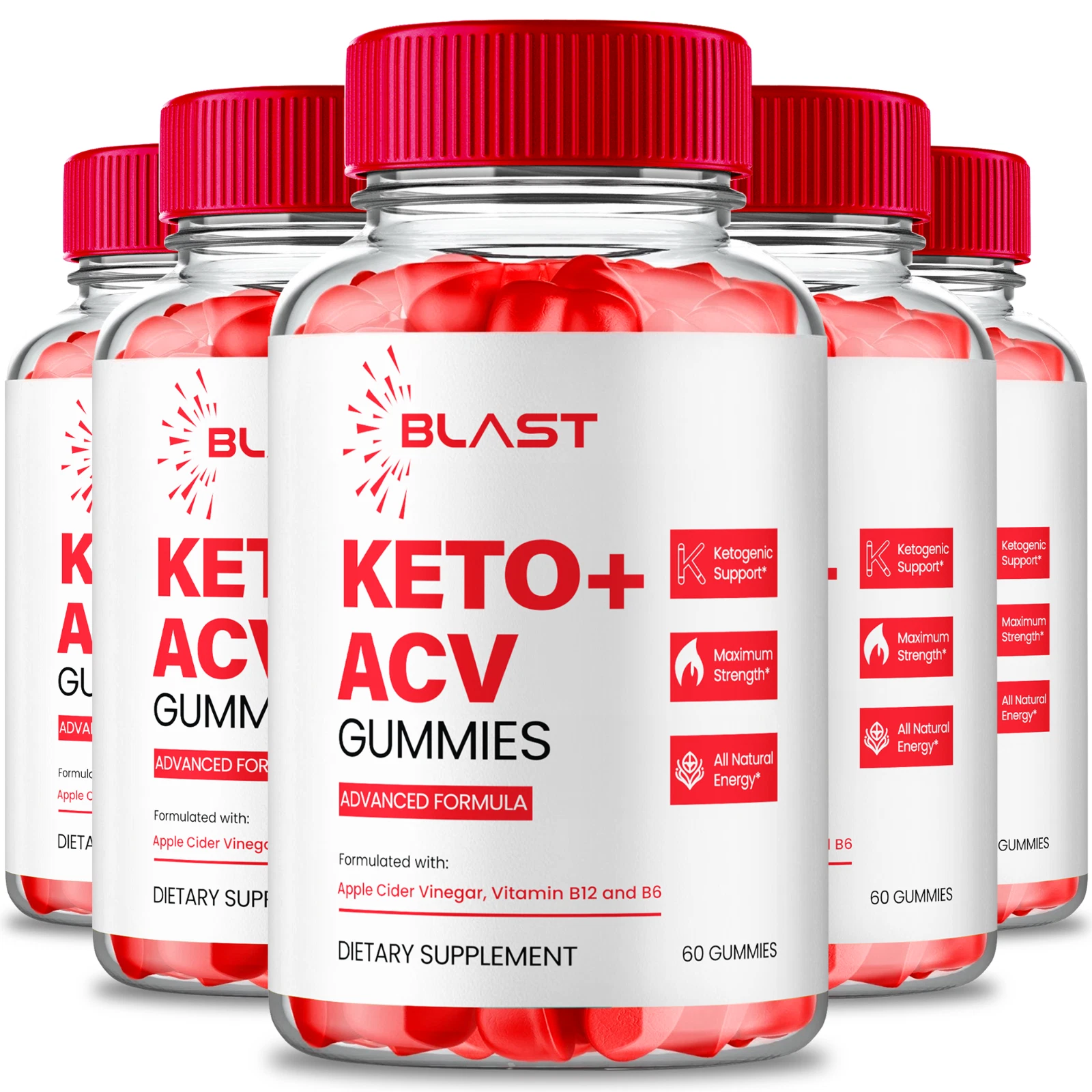 (5 Pack) Blast Keto ACV Gummies for Advanced Weight Loss, BlastKeto + ACV Gummy