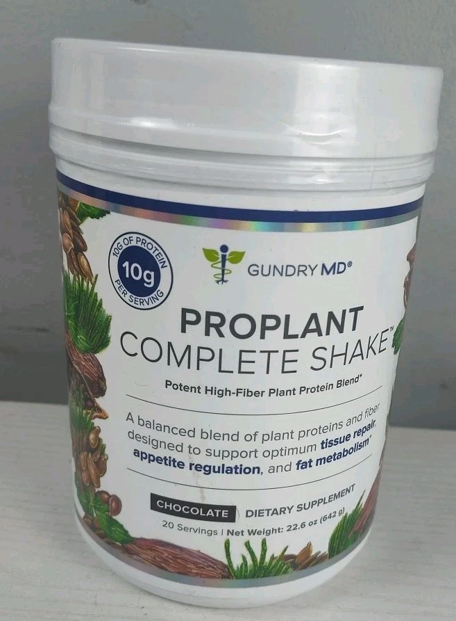 GUNDRY MD PROPLANT COMPLETE SHAKE CHOCOLATE Net 544g 19oz 20servings MFG 5/2020