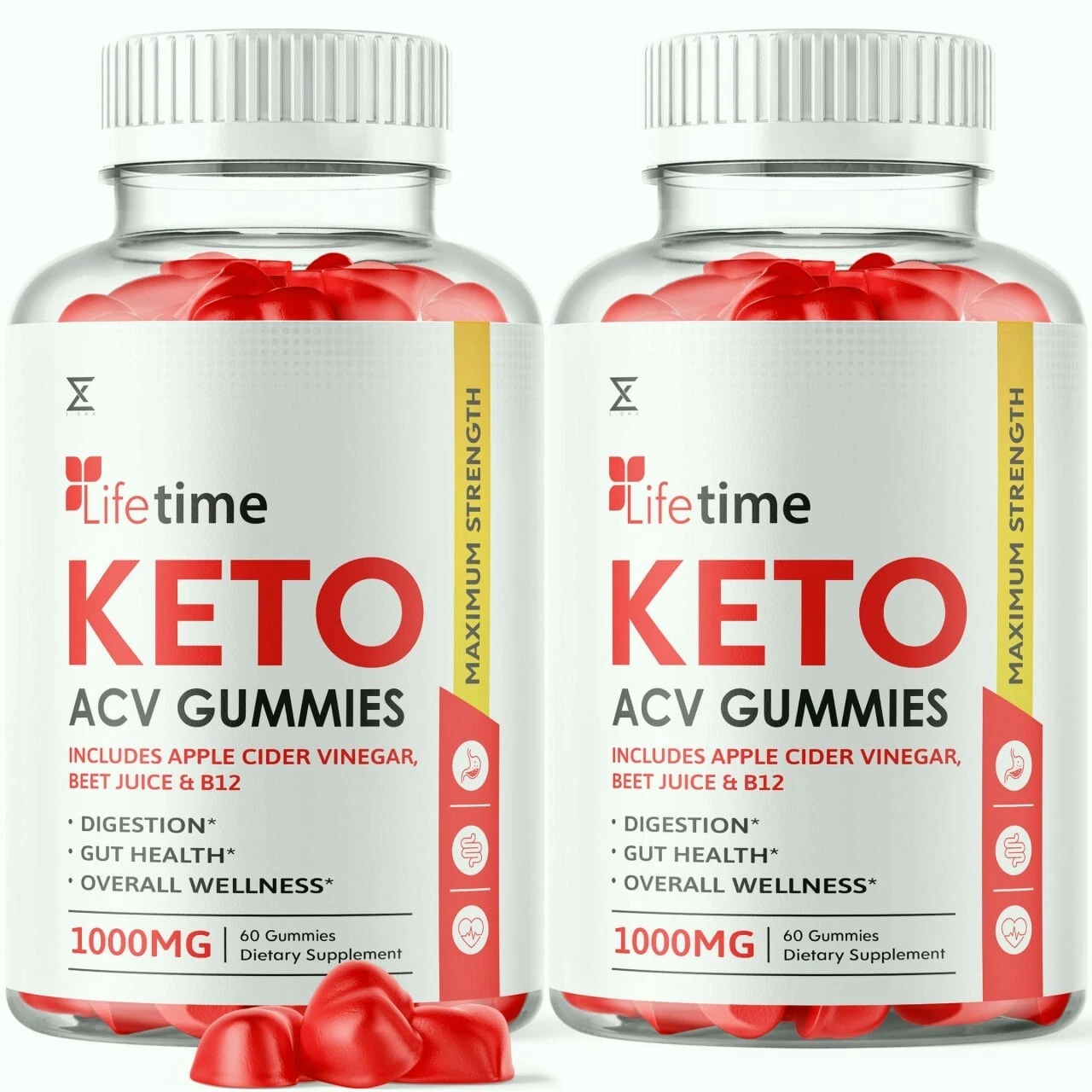 (2 Pack) Lifetime Keto ACV Gummies, Vegan, Weight Loss Supplement (120 Gummies)