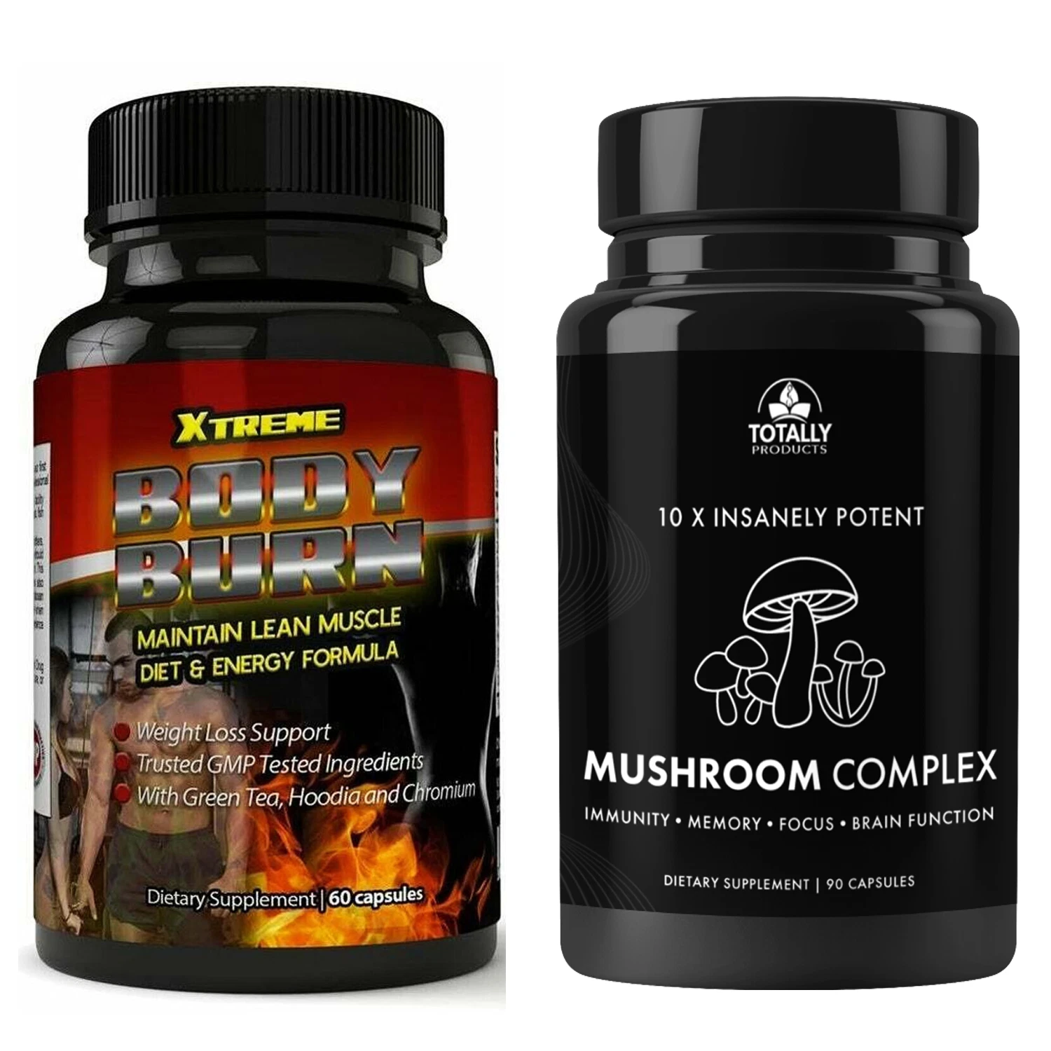 Xtreme Body Fat Burn Weight Loss Pills Mushroom Complex Brain Health Supplements