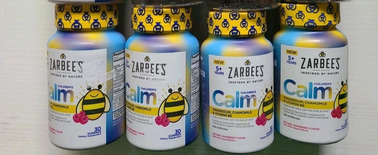 4 Lot Zarbees Children’s Calm Raspberry Flavor 120 Gummies Exp Aug 2025