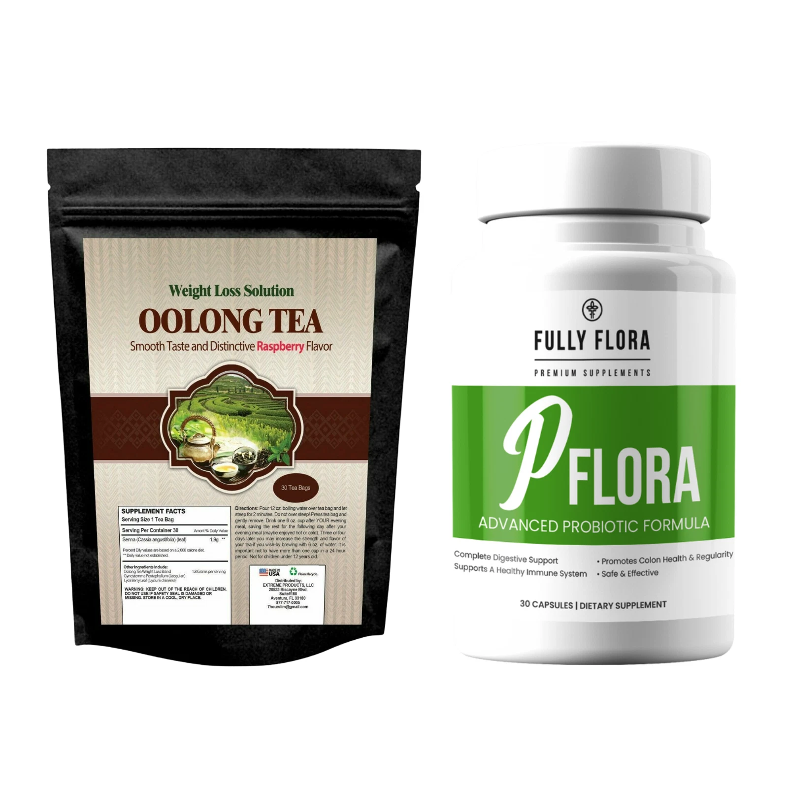 Oolong Tea Detox Cleanse Weight Loss & Flora Probiotic Immune Health Supplements