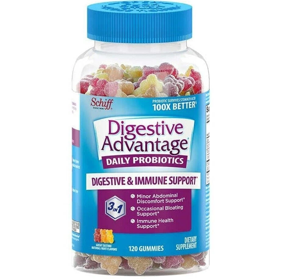 Schiff Digestive Advantage Daily Probiotic Gummies, 120 ct FAST SHIP