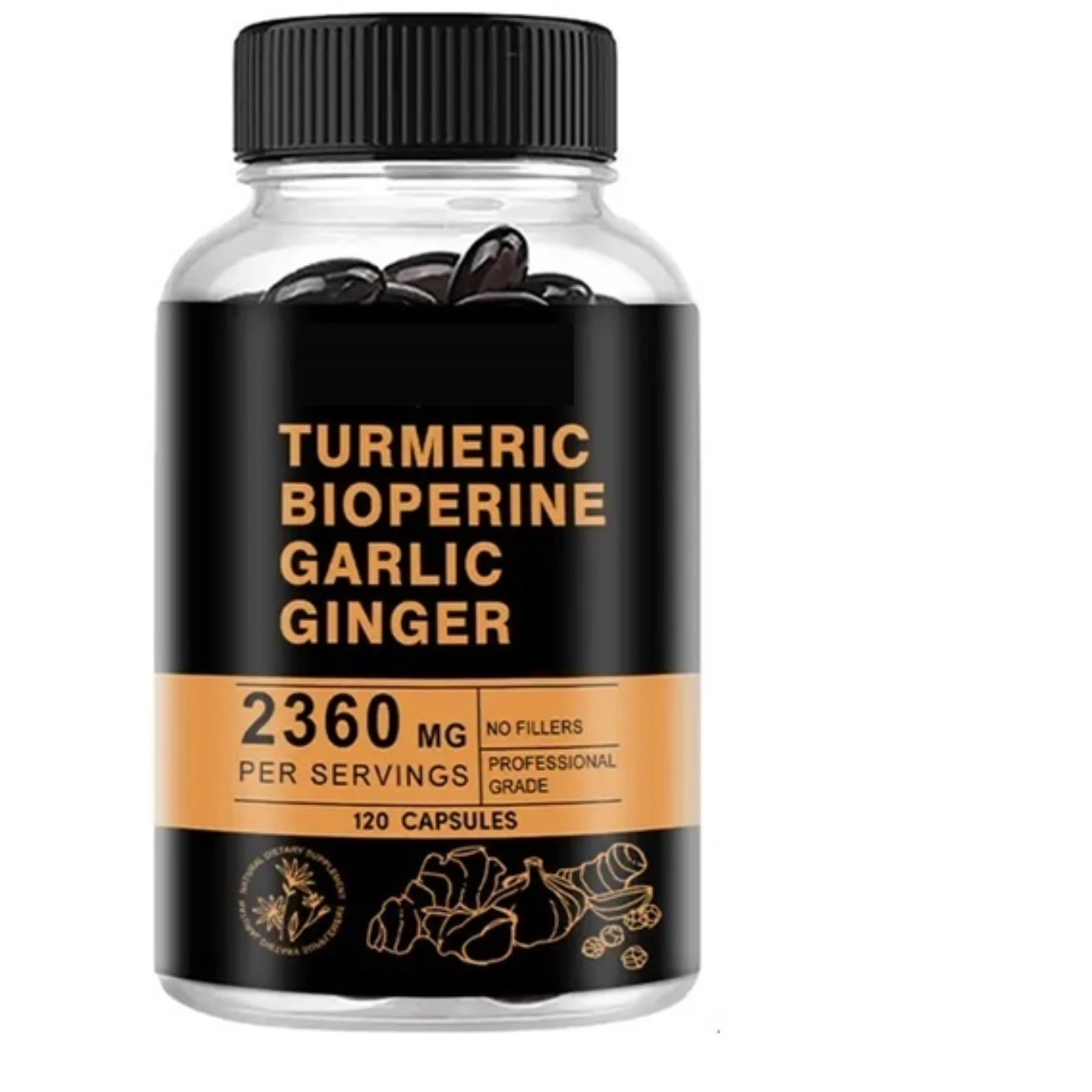Turmeric Curcumin Ginger Garlic 2360mg Black Pepper Extract Complex 120Caps