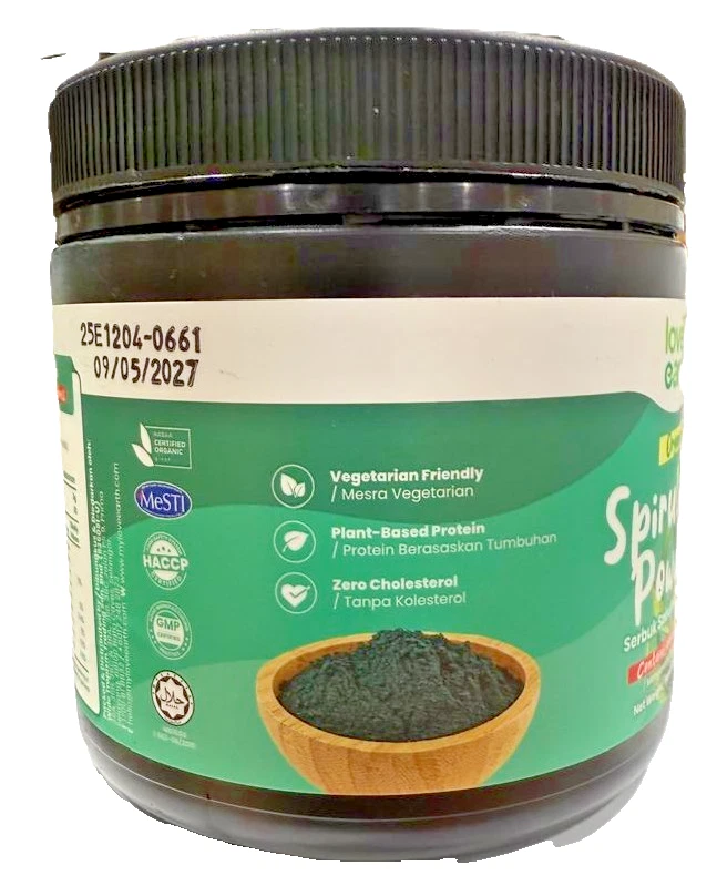 Love Earth Organic Spirulina High Quality Powder 185g - 1 Tub