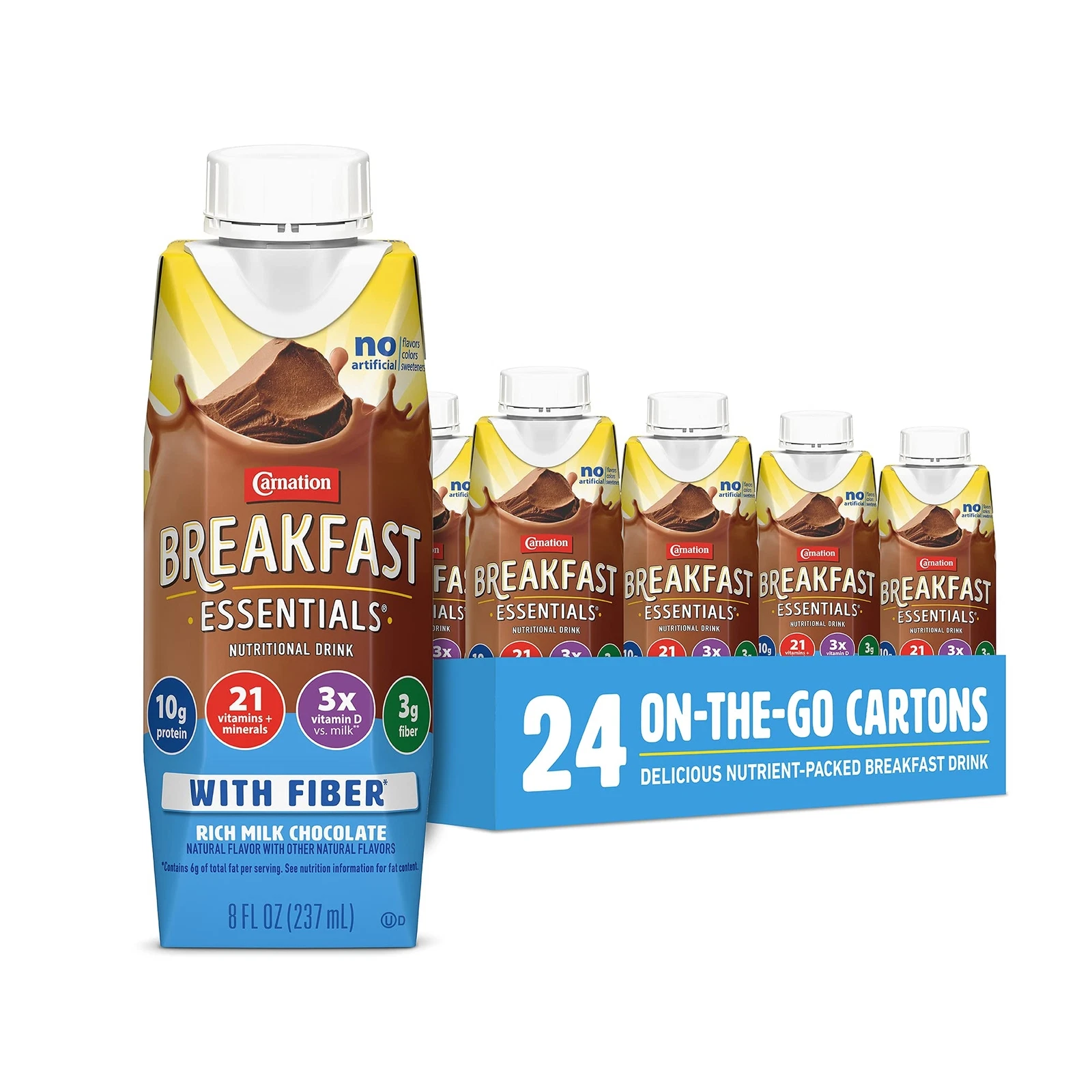 Carnation Breakfast Essentials Chocolate Protein Drink 24 Pack Nutritional Shake