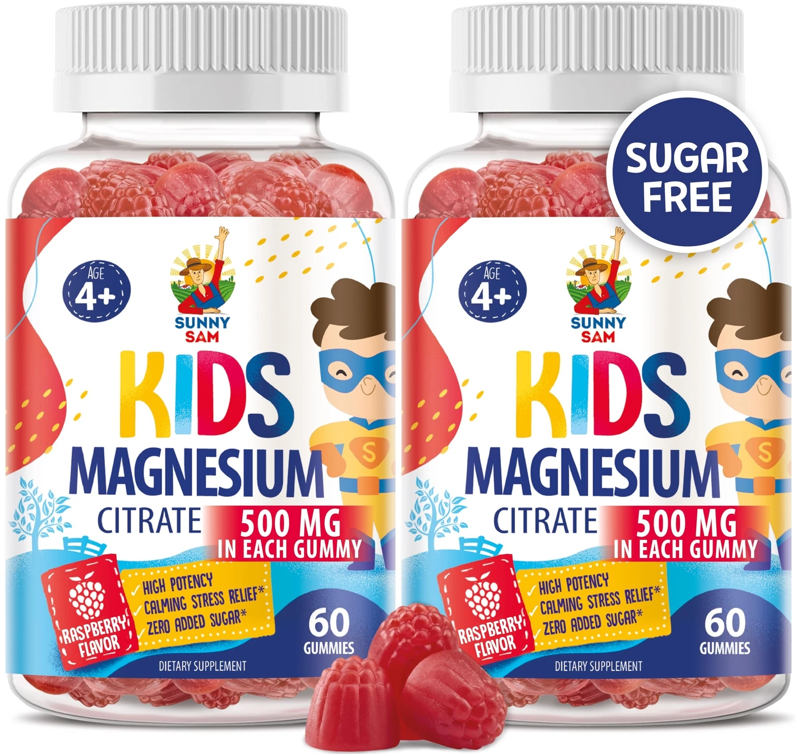 Sugar-Free Magnesium Gummies for Kids & Teens - 500mg Calm Magnesium Citrate ...