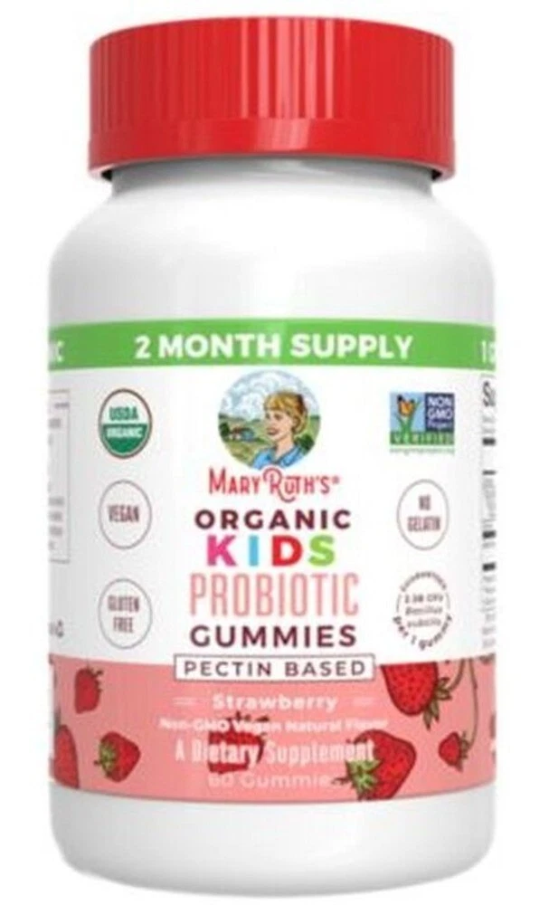 Organic Children Probiotic Gummies - 2.5 Billion CFUs - Strawberry (60 Gummies)
