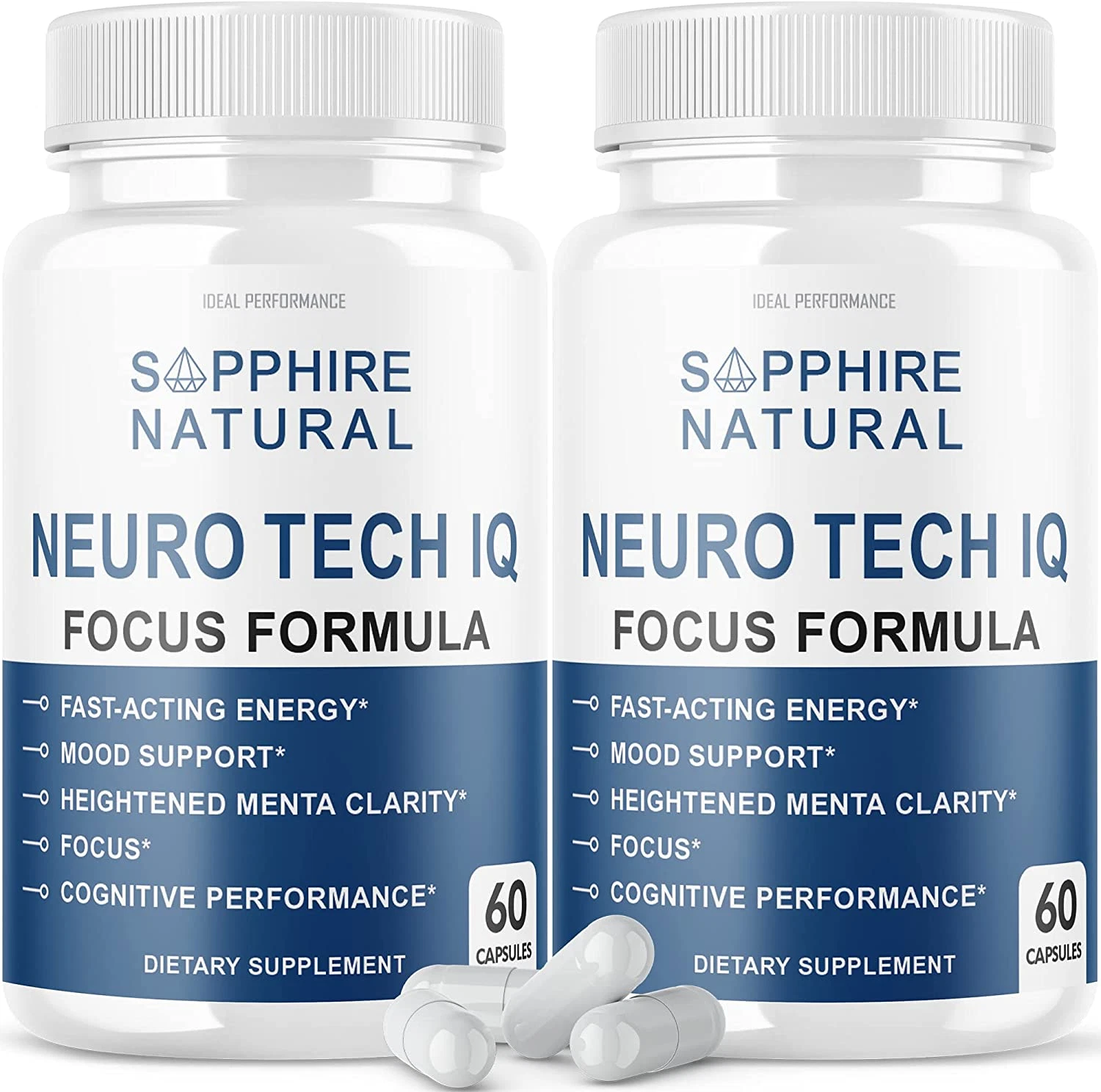 (2 Pack) Neuro Tech IQ Brain Supplement Neurotech Iq Focus Formula Pills (120 Ca