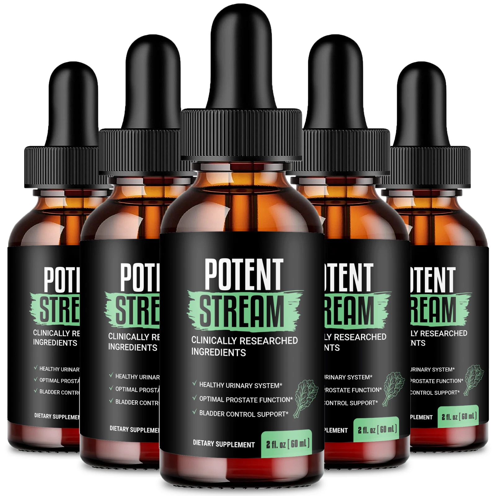 (5 Pack) Potent Stream Drops Prostate Health Men Supplements (5 Bottles)