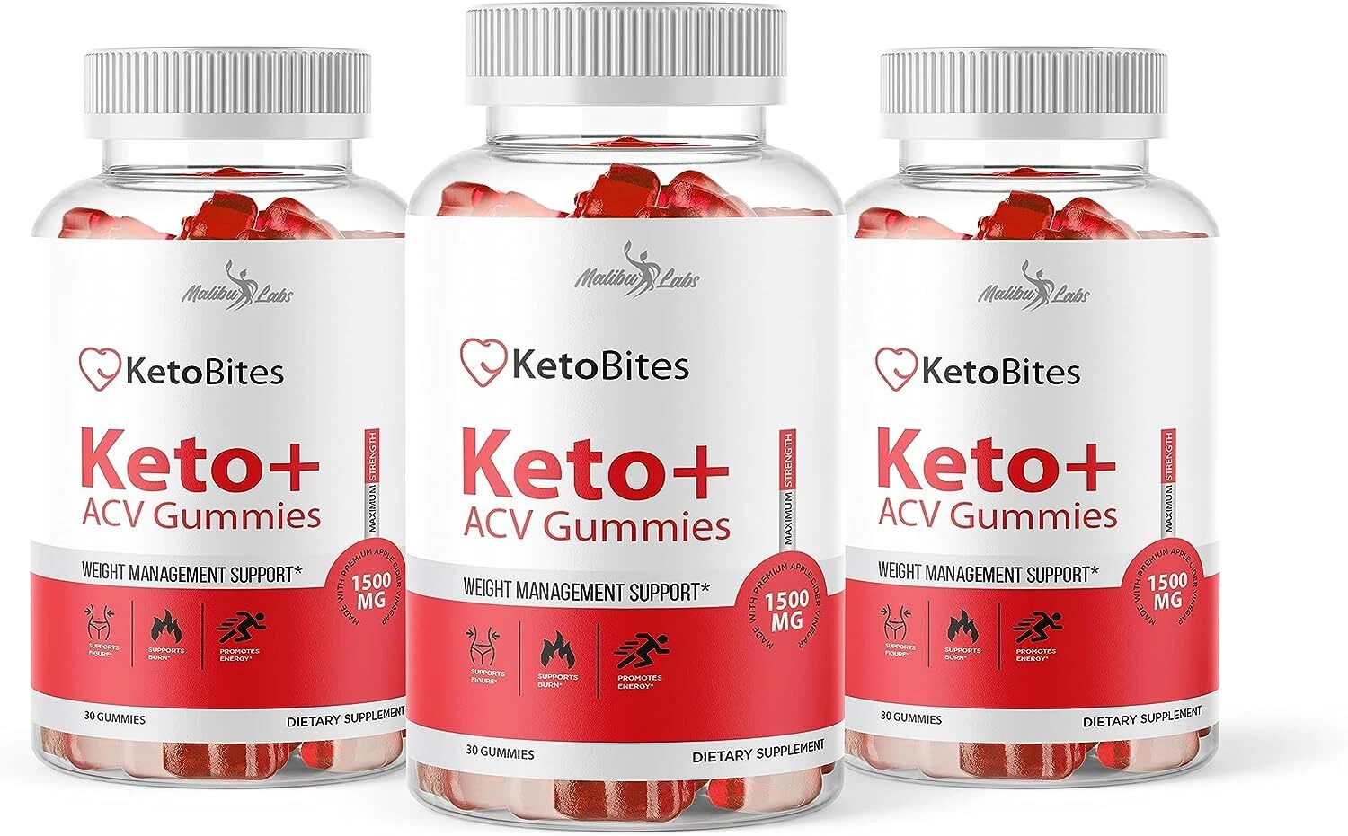 KetoBites ACV Apple Cider Vinegar Gummies Weight Loss - 1500mg (90-Day Supply)
