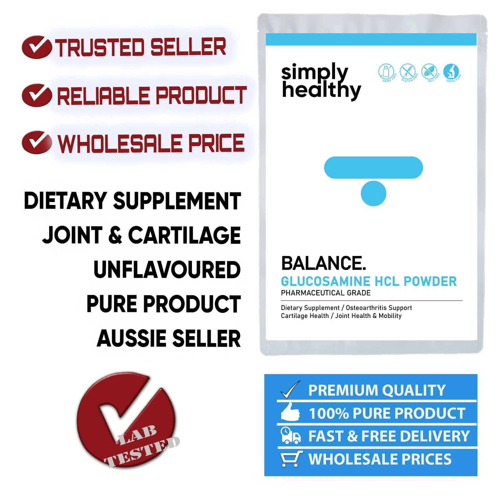 Glucosamine HCL Powder Supplement 200g Glucosamine Hydrochloride Premium Product