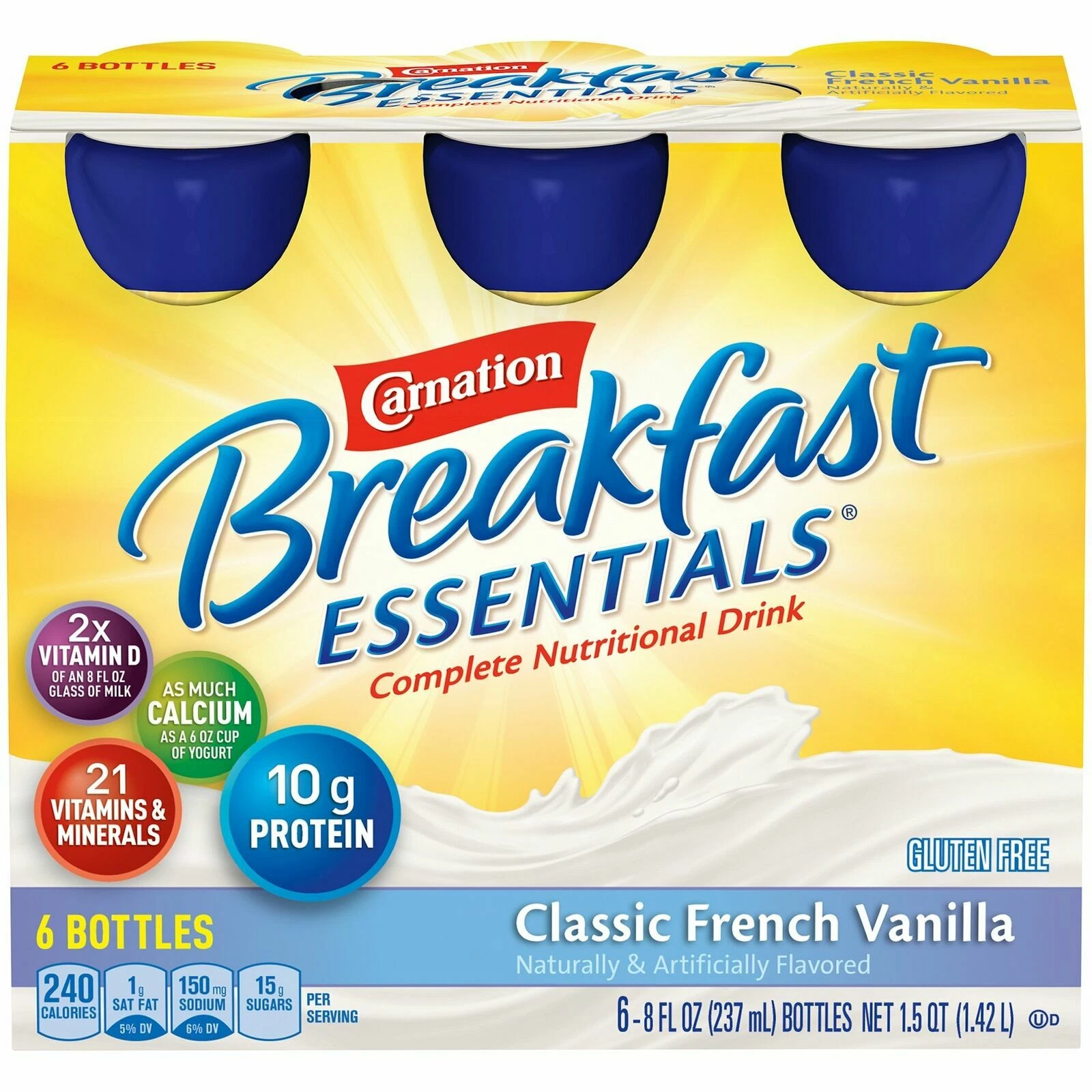 6 Nestle Carnation Breakfast Essentials Complete Nutritional Drink Vanilla 8 oz