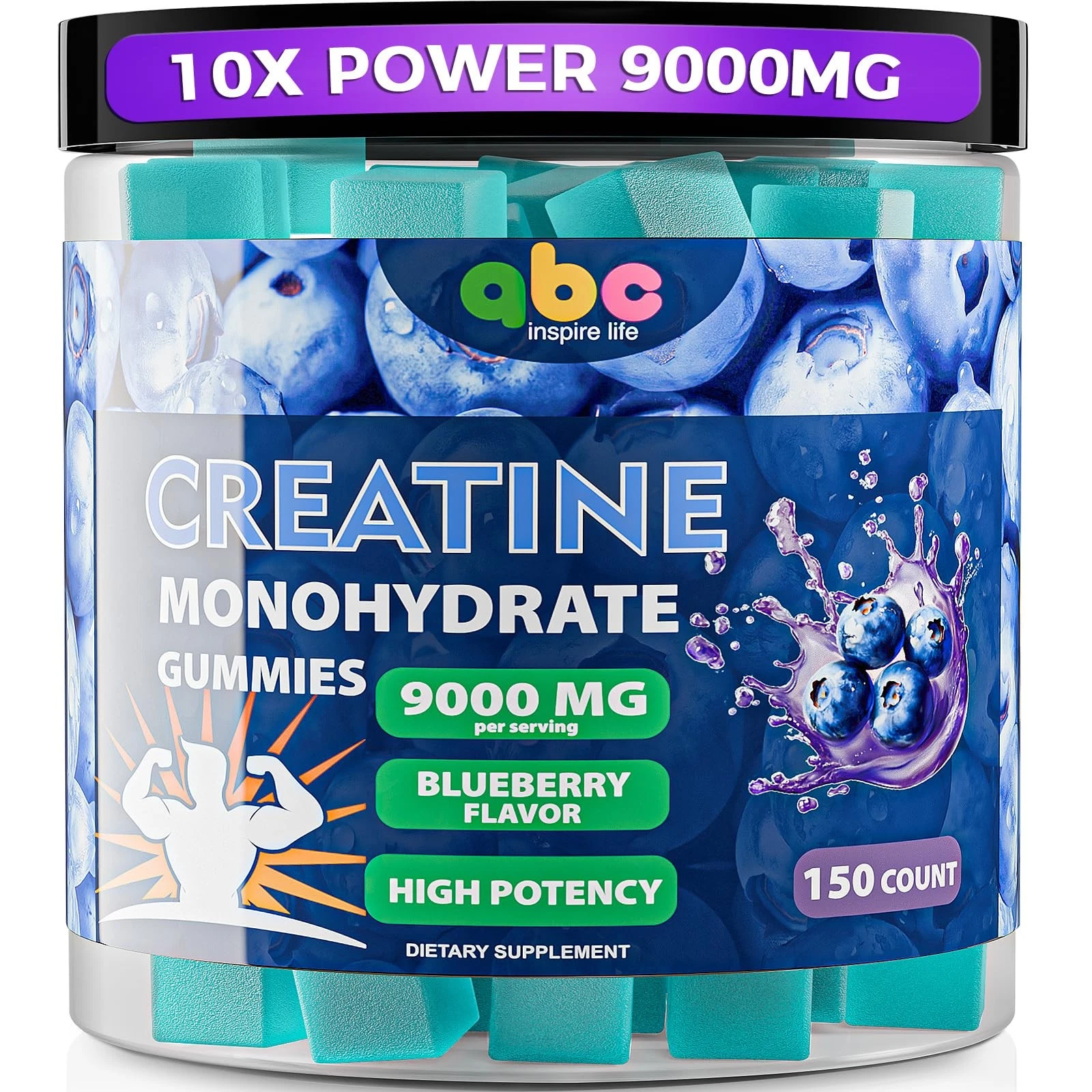 99.99% Creatine Monohydrate Gummies 9000mg for Men More 30% Strength,Creatine