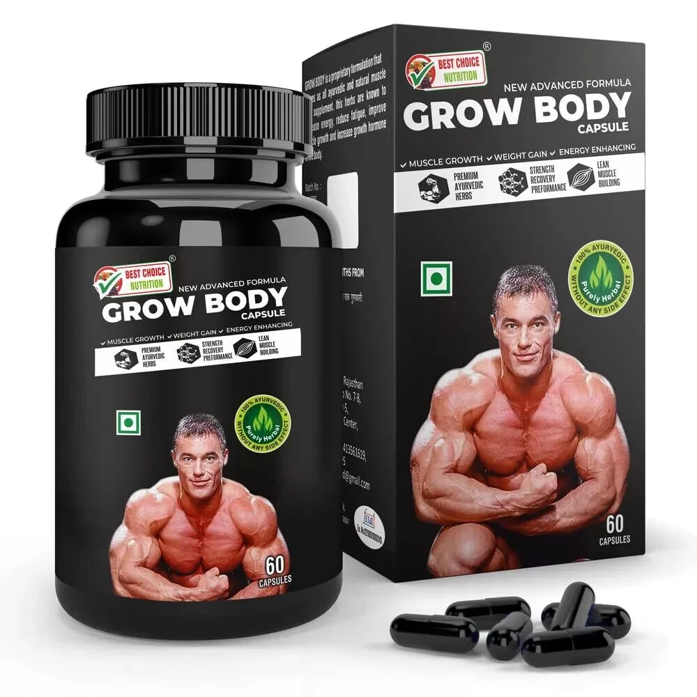 BODY GROW Fast Weight Gain Pills Muscle Gainer 60 CAPSULES MEN ' Pack of 1 ' .