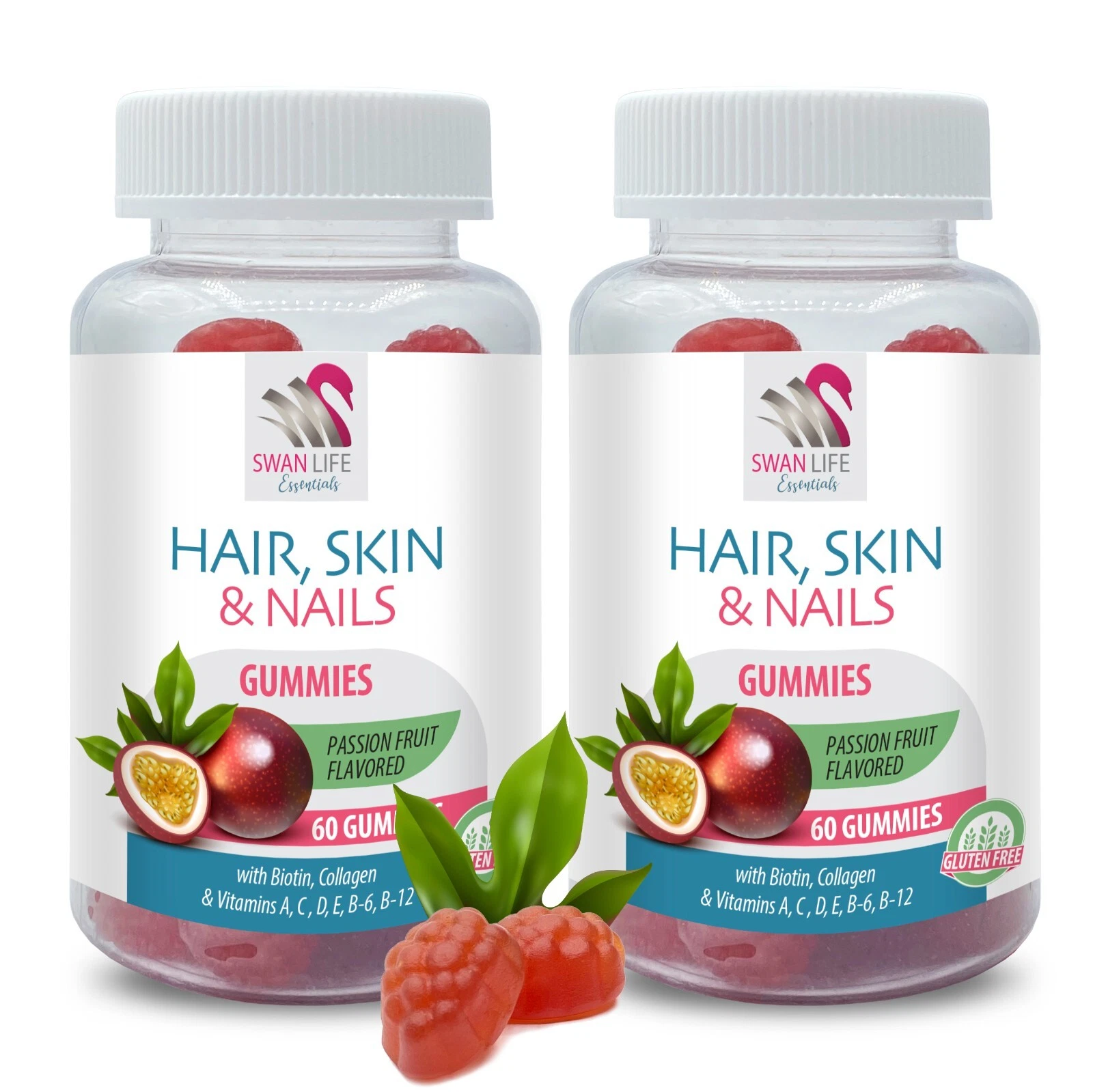 Glossy finish - HAIR, SKIN & NAILS - Lustrous hair 2 Bottles 120 Gummies