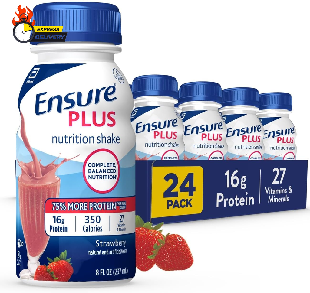 plus Strawberry Nutrition Shake with Fiber | Meal Replacement Shake | Ready to D