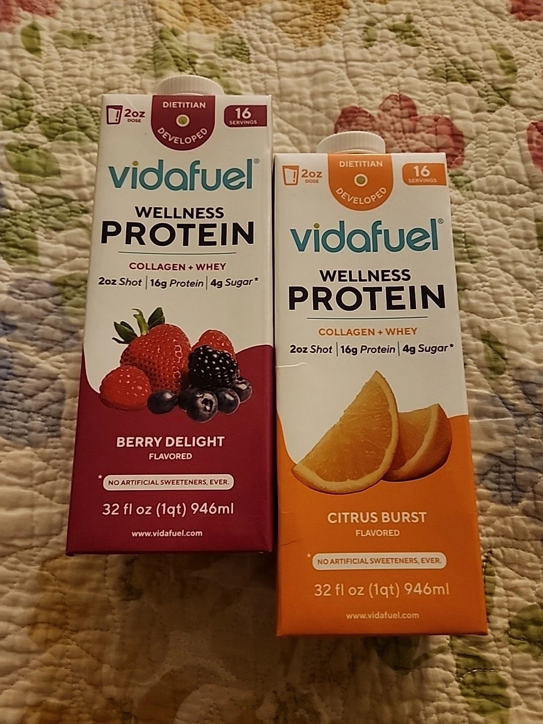 2 Pack Vidafuel Wellness Protein Drink Berry Delight & Citrus Burst 32oz Each