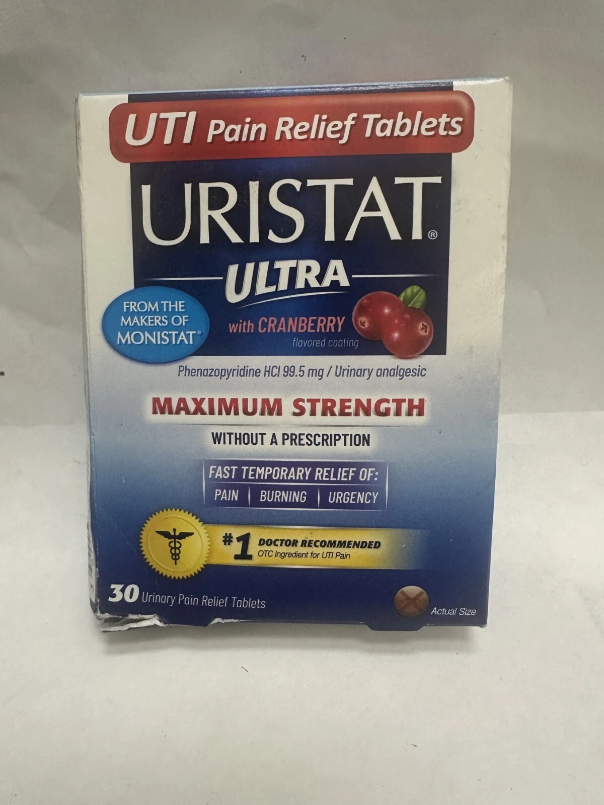 Uristat Ultra, recubrimiento con sabor a arándano, fuerza máxima 30 tabletas Exp: 02/26