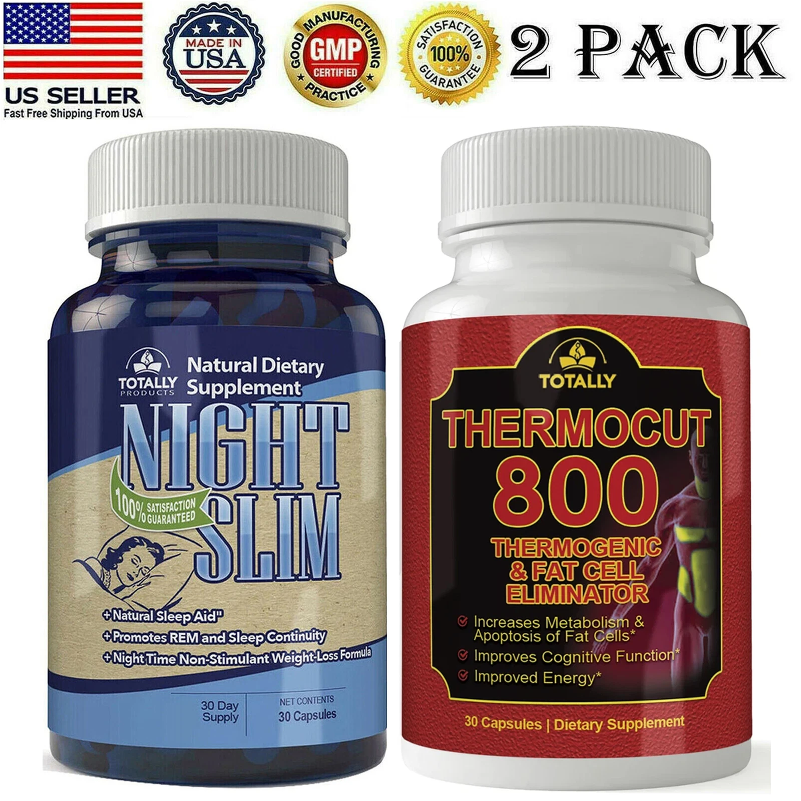 Night Slim Body Burner Capsules Thermogenic Thermocut 800 Weight Loss Pills 2 PK