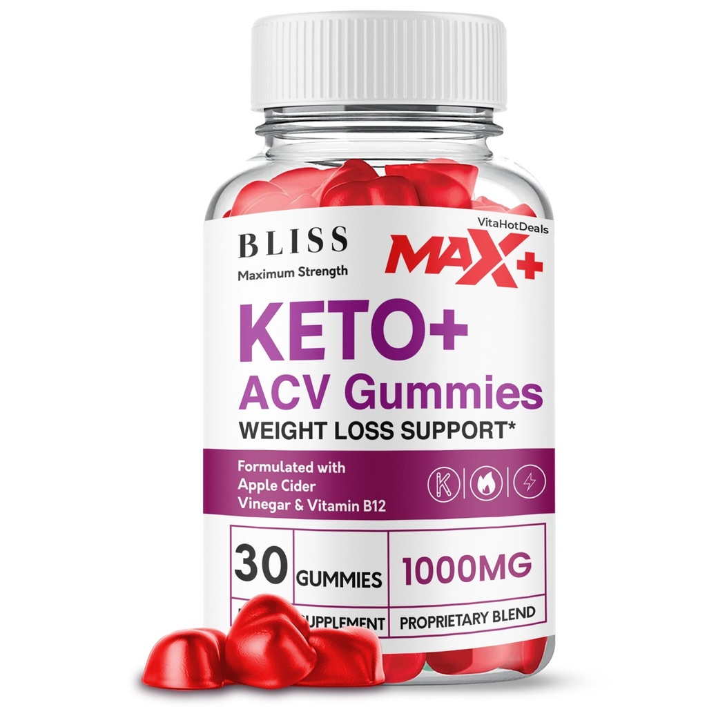 Bliss Max + Keto ACV Gummies, Bliss Max+ 2x Stronger ACV Gummies (1 Bottle)