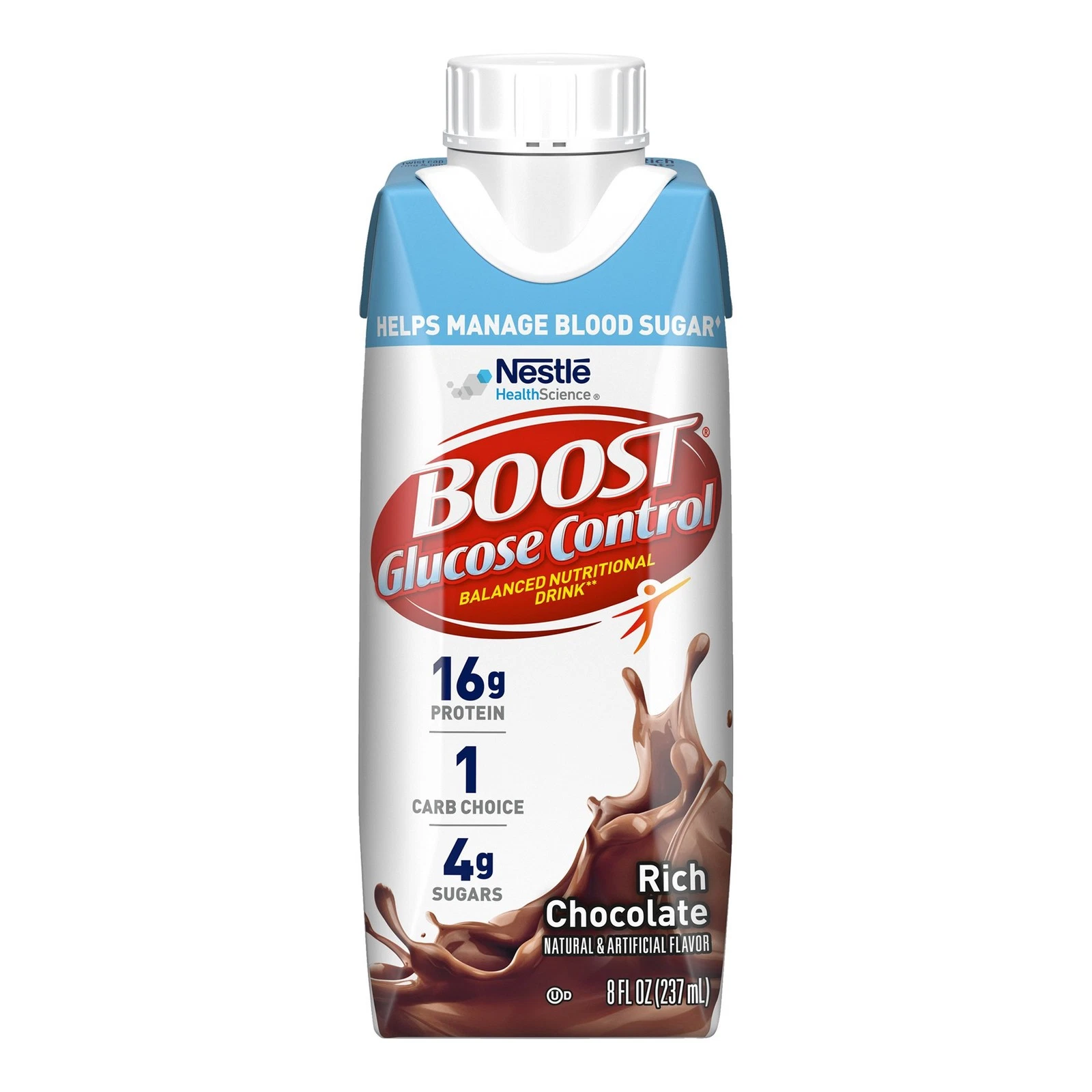 Nestle Boost Glucose Control Balanced Nutritional Drink Chocolate 8 oz 24 Ct