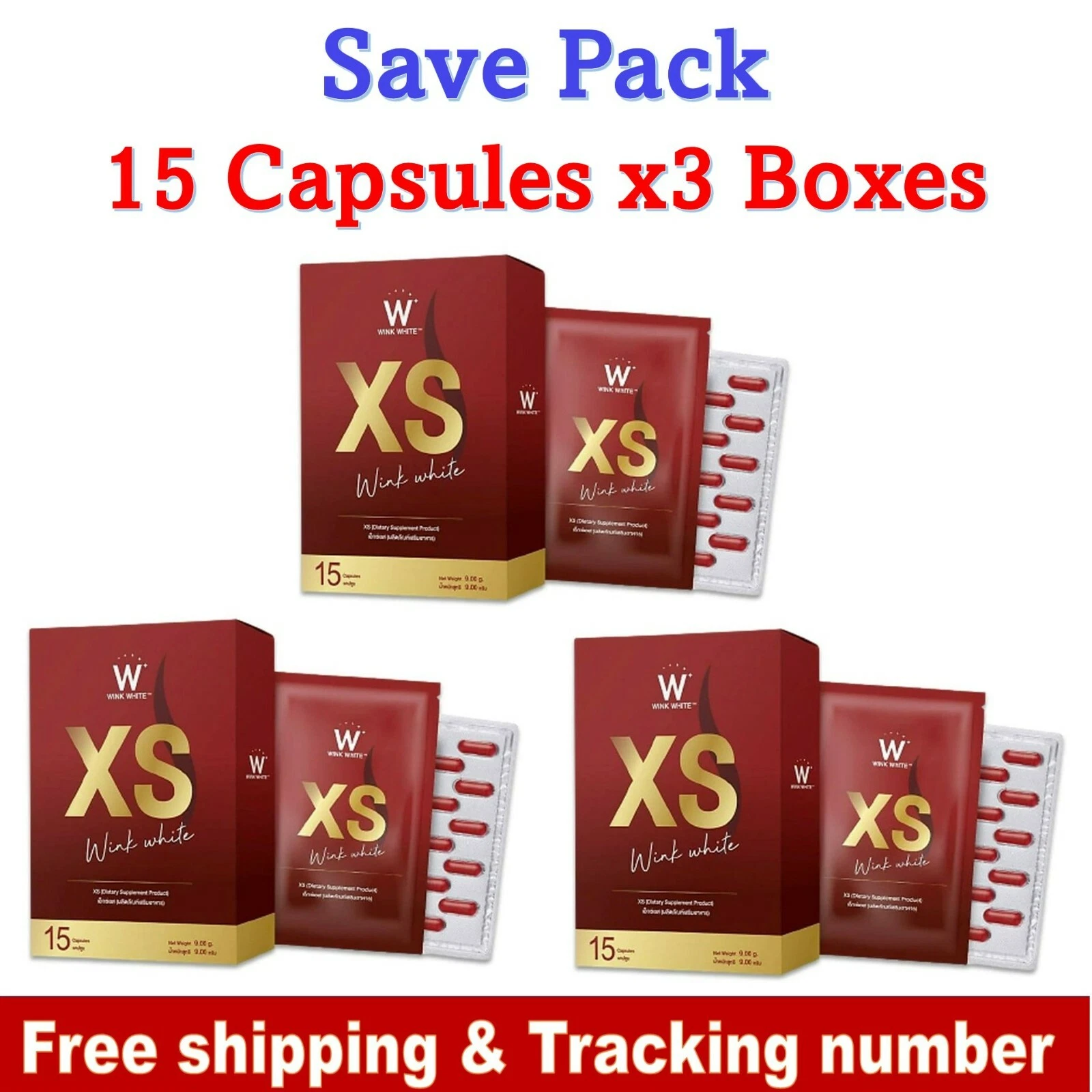 3x Wink White XS Original Natural Dietary Supplement Weight Management 15's