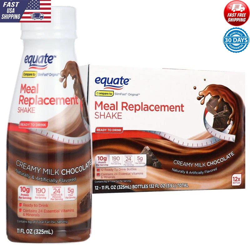Meal Replacement Shake Chocolate Ready to Drink 10g Protein 24 Vitamins 12 Ct US