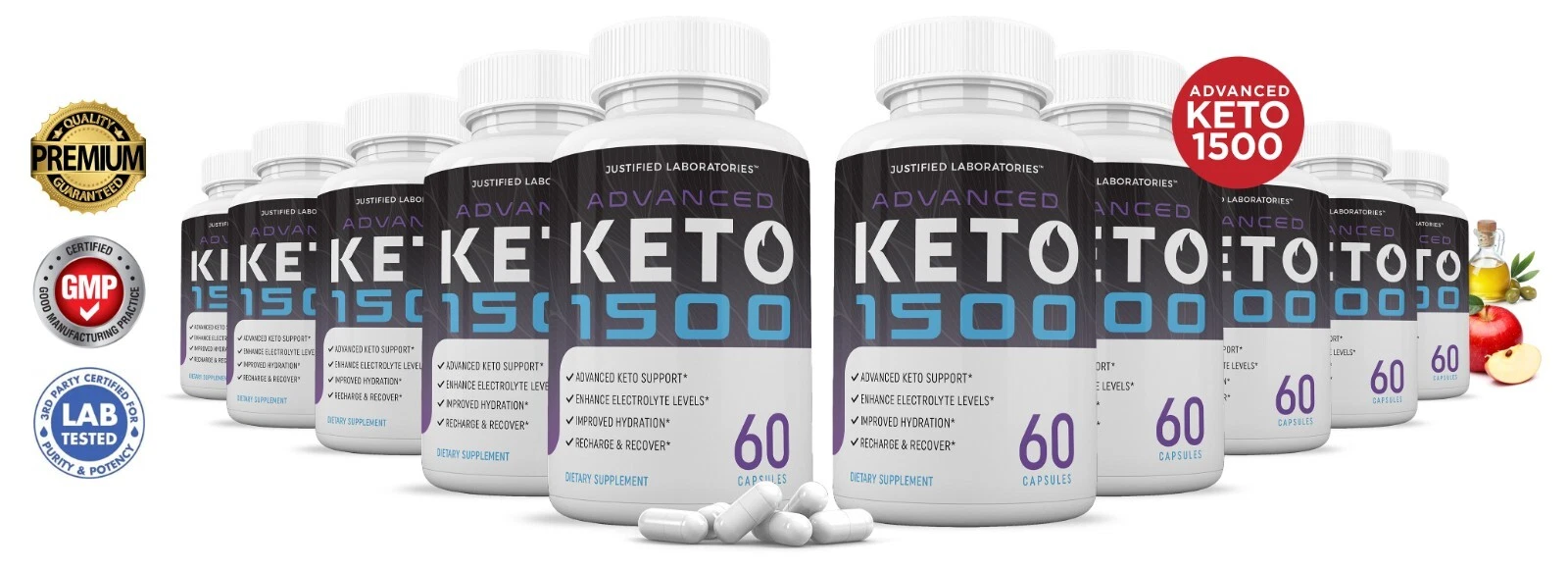Advanced Keto 1500 Keto ACV Pills 1275MG New Improved Formula 10 Pack