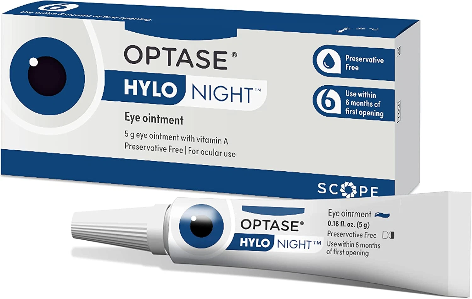 Optase HYLO Night Gel for Dry Eyes - Preservative Free Lubricant Ointment for Ni