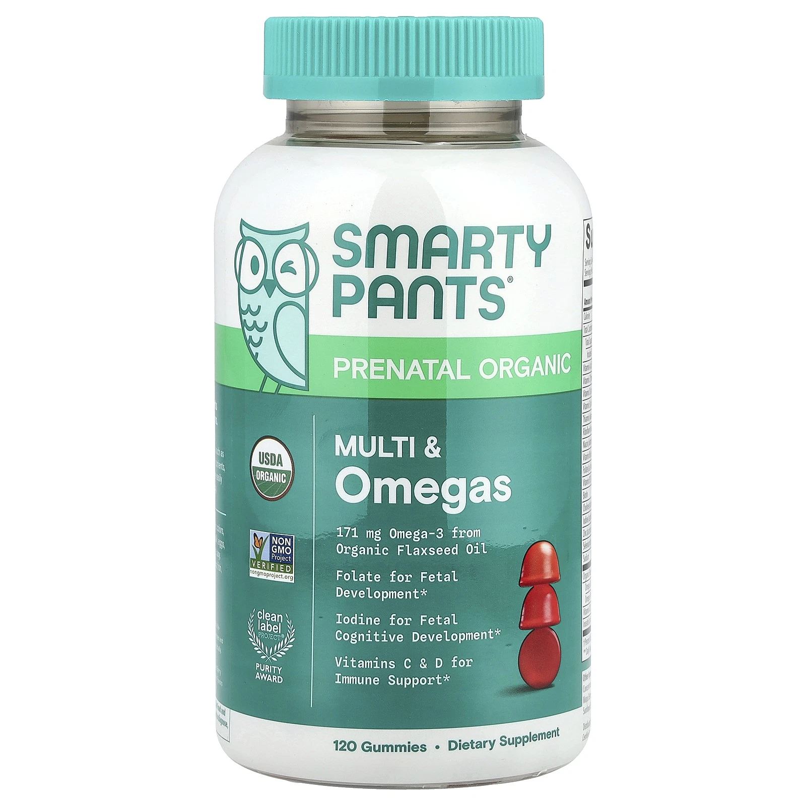 Organic Prenatal Multi & Omegas, Grape, Blueberry & Mixed Berry, 120 Gummies