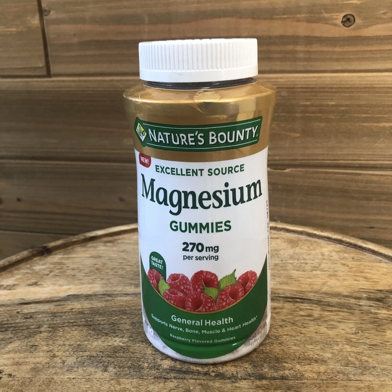 Natures Bounty Magnesium Gummies 270 mg per Serving Raspberry 90 Ct - Exp 8/25